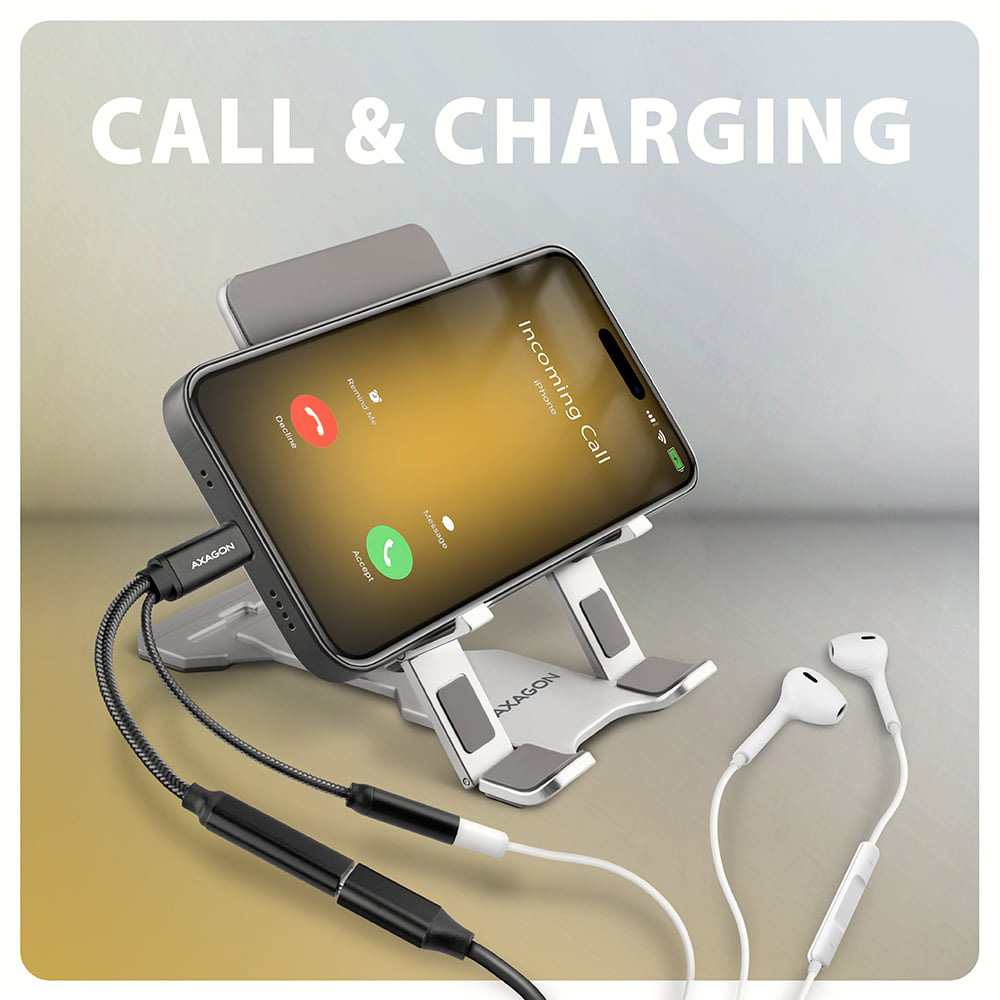 Конвертер аудіосигналу AXAGON ADA-HCPD USB-C M/F + minijack 3.5mm with Power Delivery 60W Black
