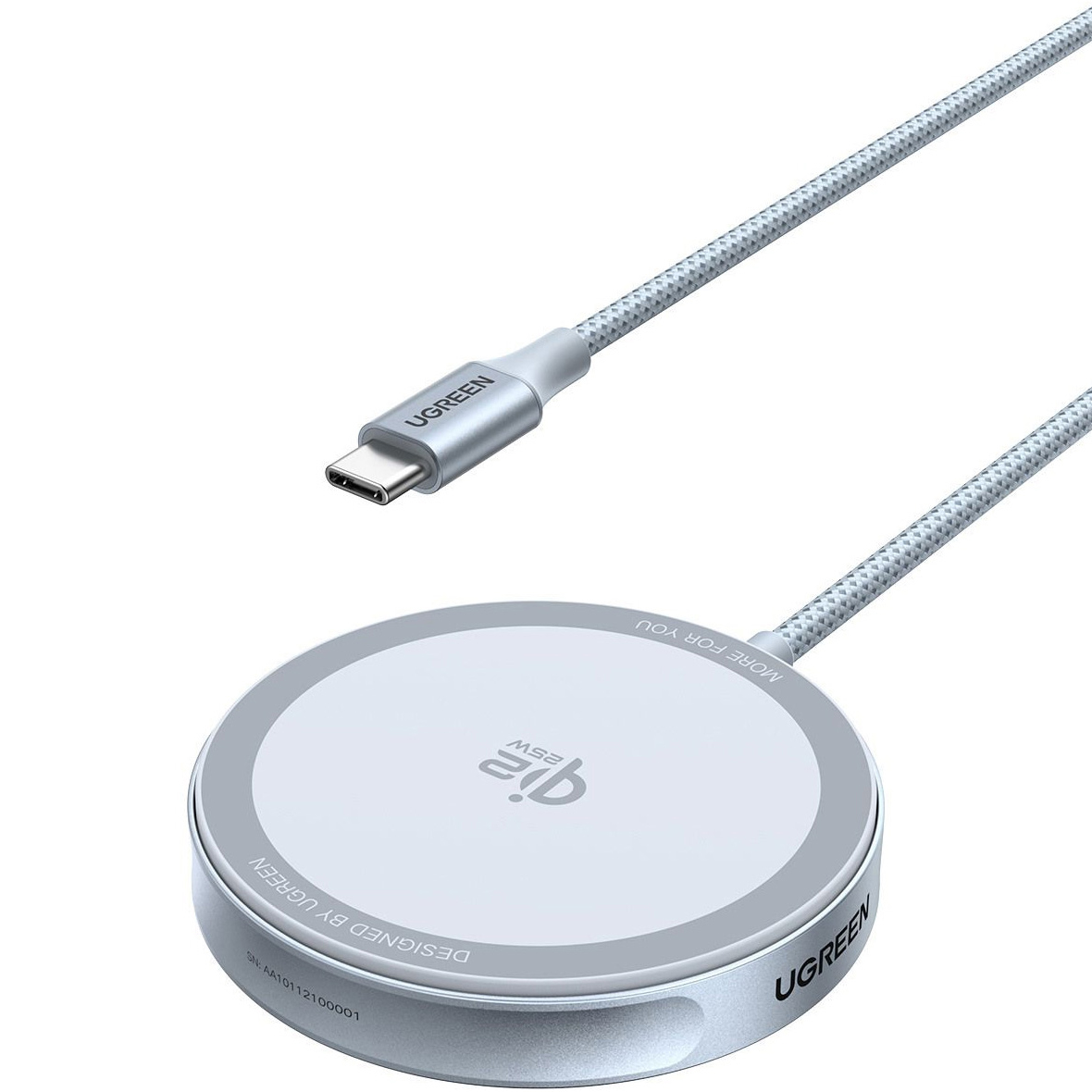 Бездротовий зарядний пристрій UGREEN W753 Qi2 Magflow Magnetic Wireless Charging Pad 25W Starlight Blue (55959)