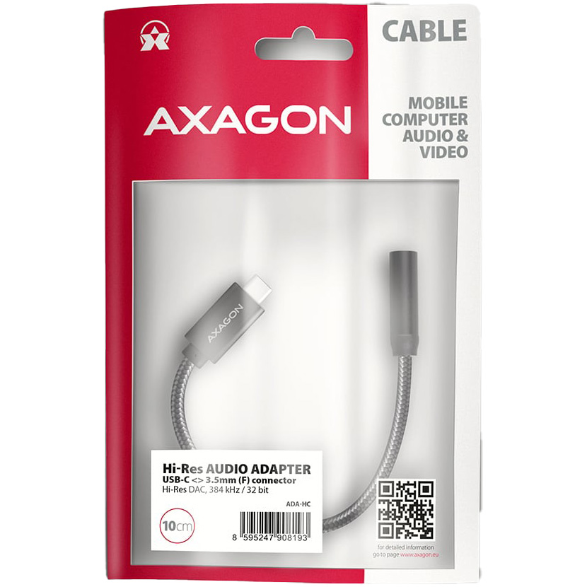 Конвертер аудіосигналу AXAGON ADA-HC USB-C to 3.5mm Black