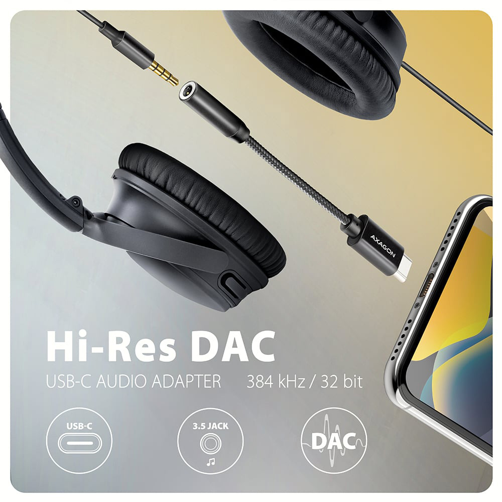 Конвертер аудіосигналу AXAGON ADA-HC USB-C to 3.5mm Black