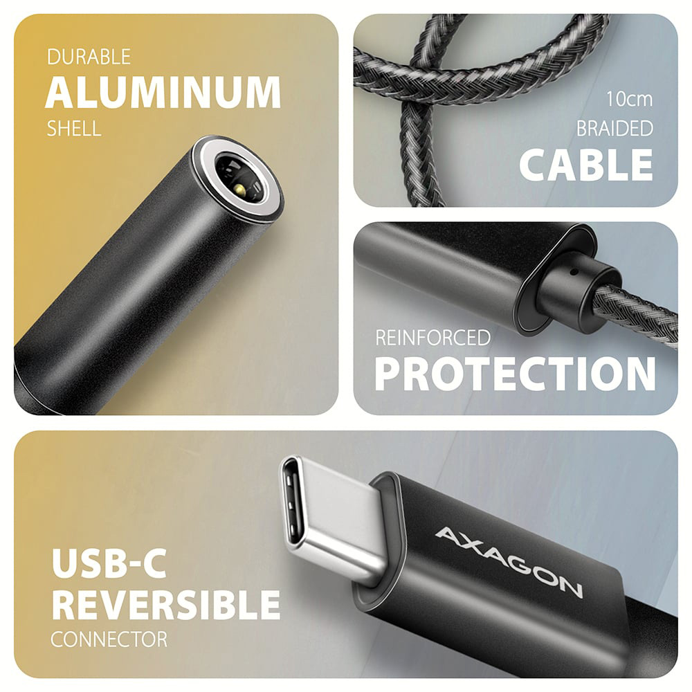 Конвертер аудіосигналу AXAGON ADA-HC USB-C to 3.5mm Black