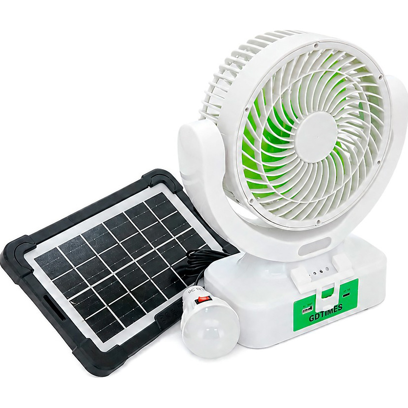 Настольный портативный вентилятор GDTIMES GD-8021BT + Solar Panel + LED Lamp