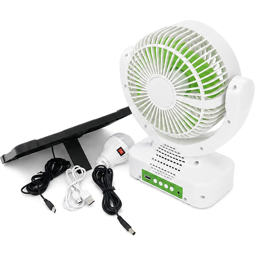 Настольный портативный вентилятор GDTIMES GD-8021BT + Solar Panel + LED Lamp