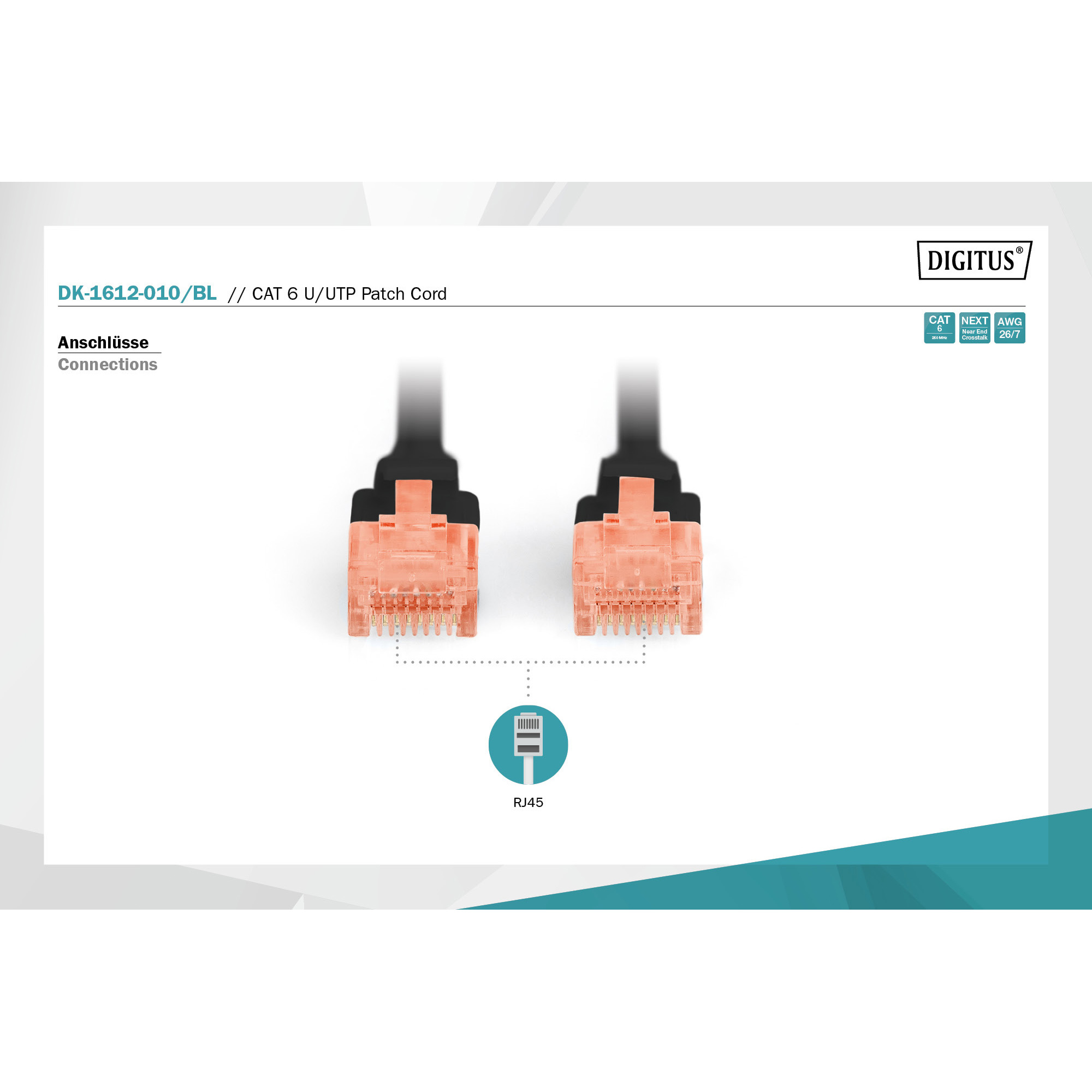 Патч-корд DIGITUS U/UTP Cat.6 CCA 1м Black (DK-1612-010/BL)