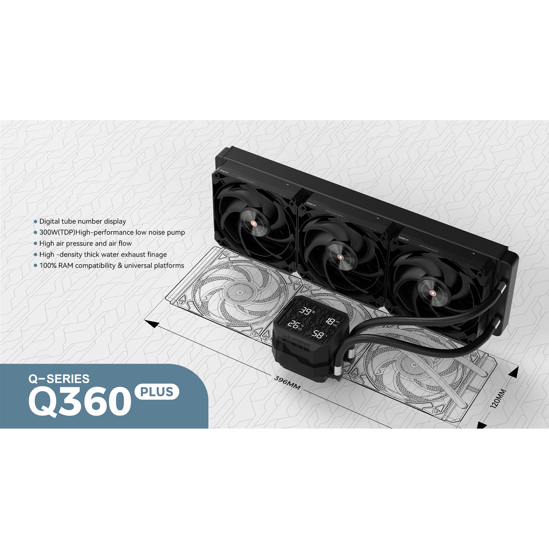 Система водяного охолодження ALSEYE Q360 Plus Black (AS.02.11.0019)
