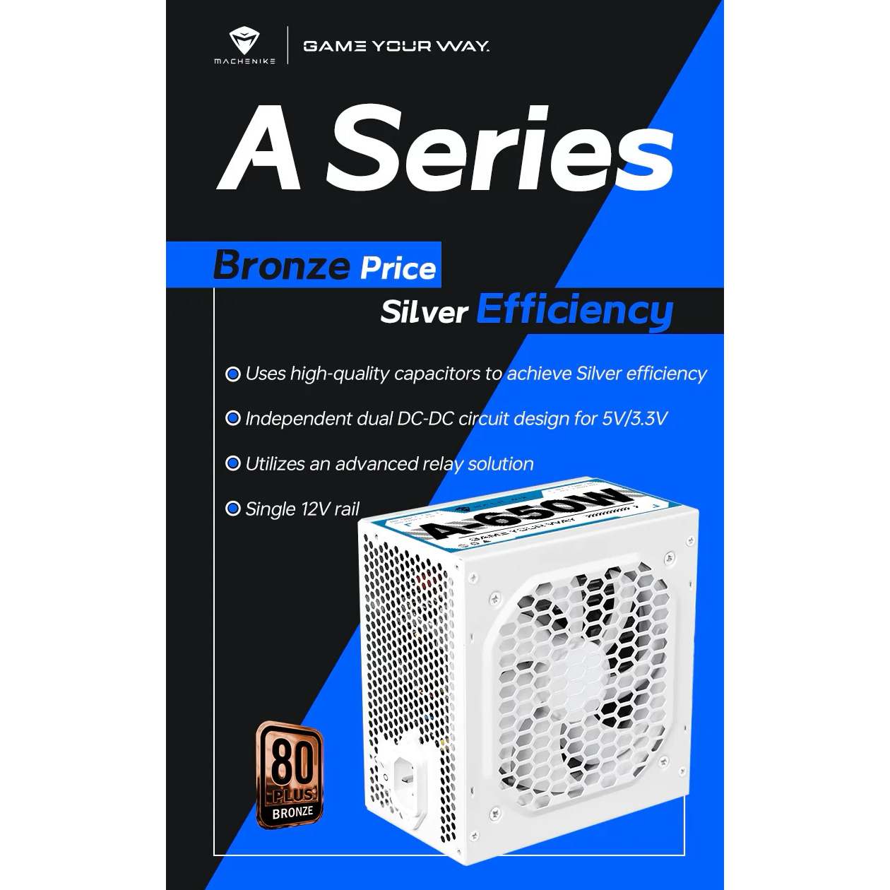 Блок питания 650W MACHENIKE A-650 White
