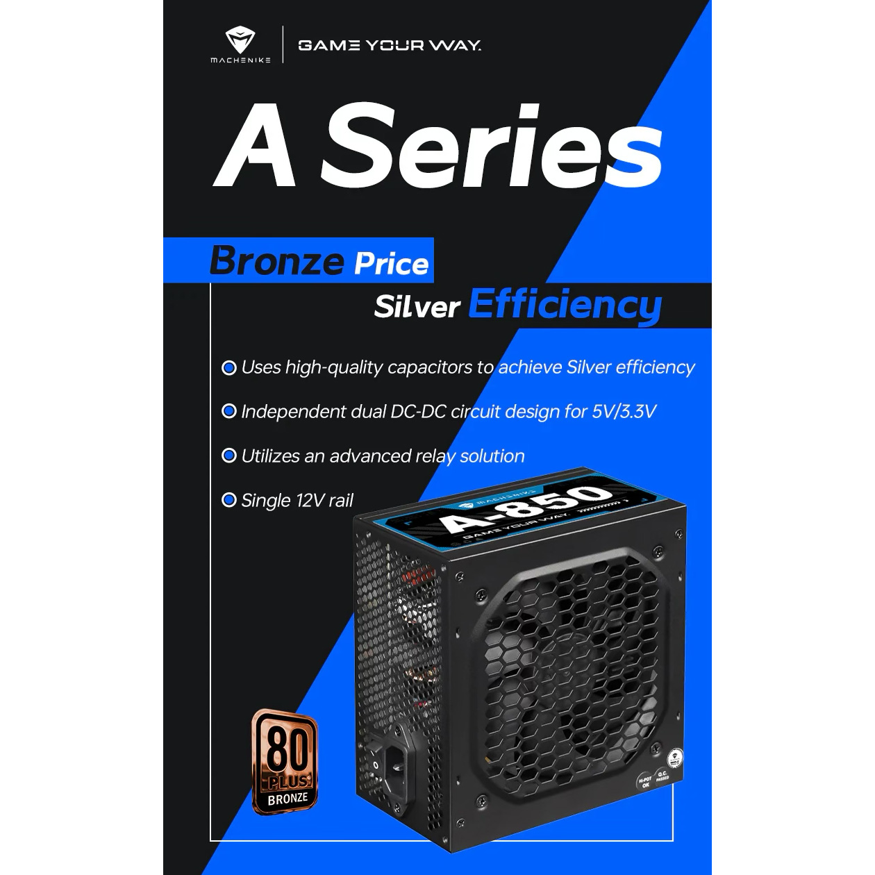 Блок питания 850W MACHENIKE A-850 Black