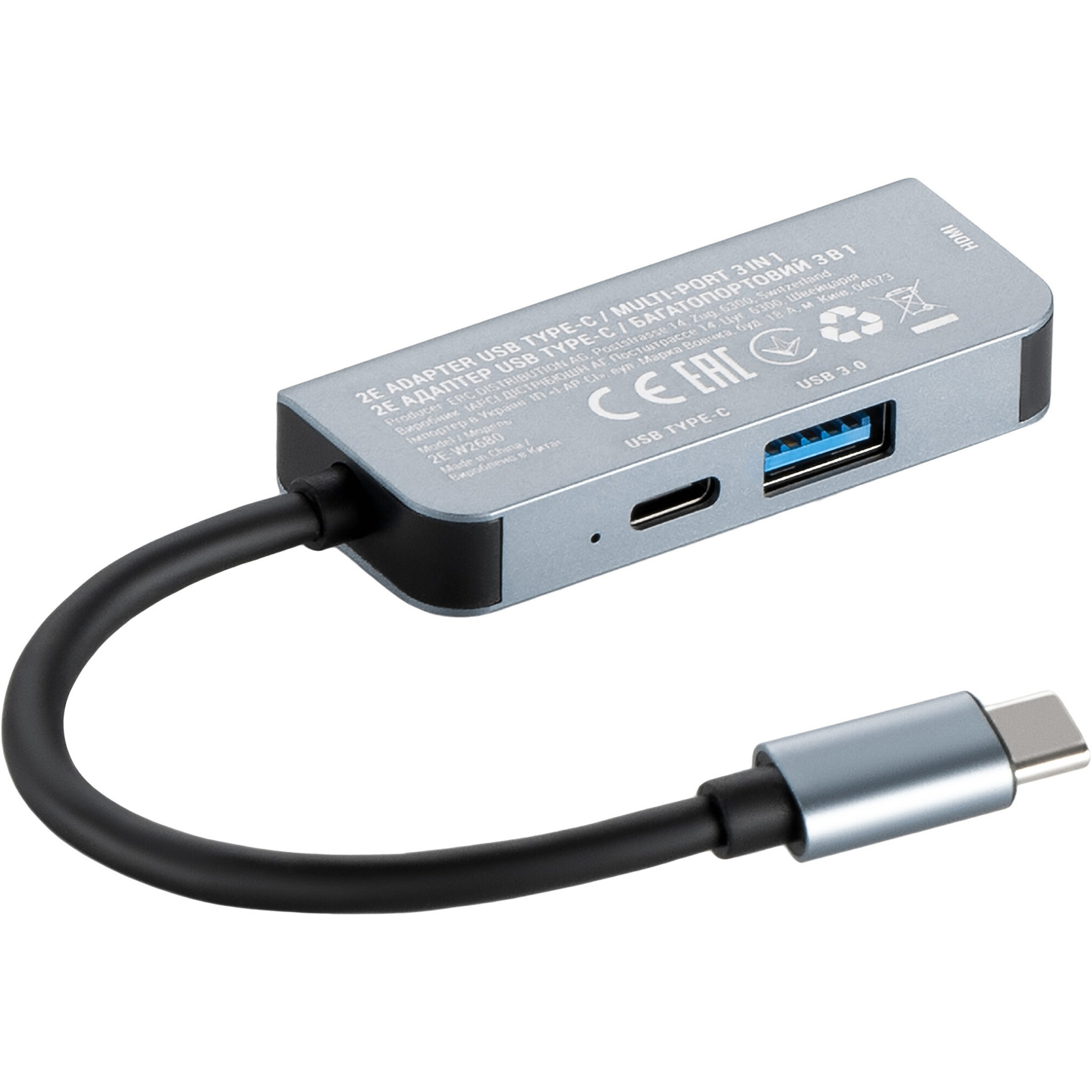 Порт-репликатор 2E USB-C to 1xHDMI, 1xUSB3.0, PD (2E-W2680)