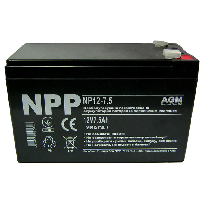 Аккумуляторная батарея NPP POWER NP12-7.5 (12В, 7.5Ач)