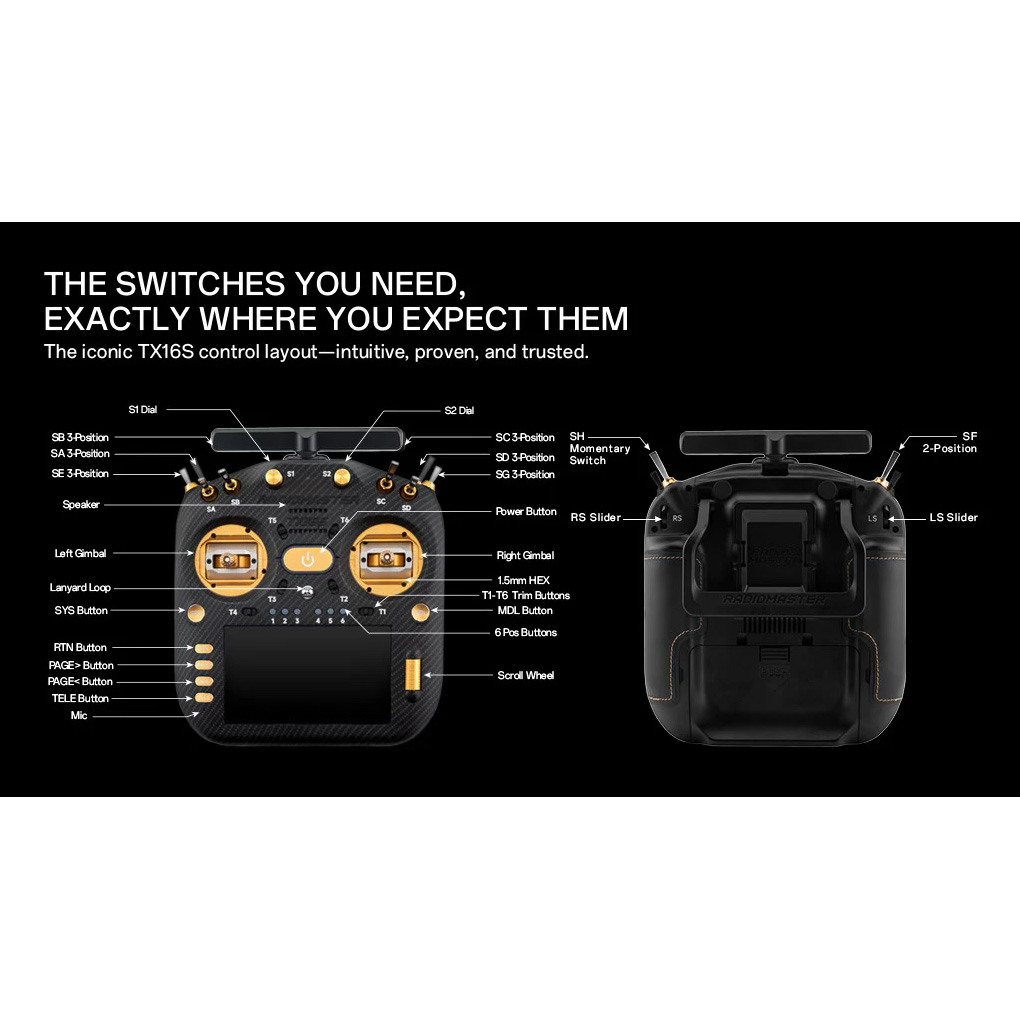 Пульт керування дроном RADIOMASTER TX16S MK3 Max ExpressLRS M2 Black (TX16S-MK3MAX-BLK)