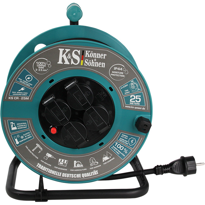 Мережевий фільтр KONNER&SOHNEN KS CR-25M Black, 4 розетки, 25м