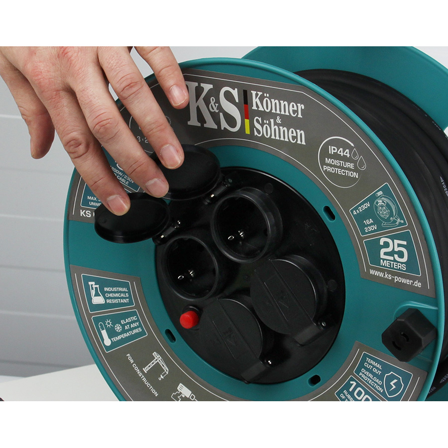 Мережевий фільтр KONNER&SOHNEN KS CR-25M Black, 4 розетки, 25м