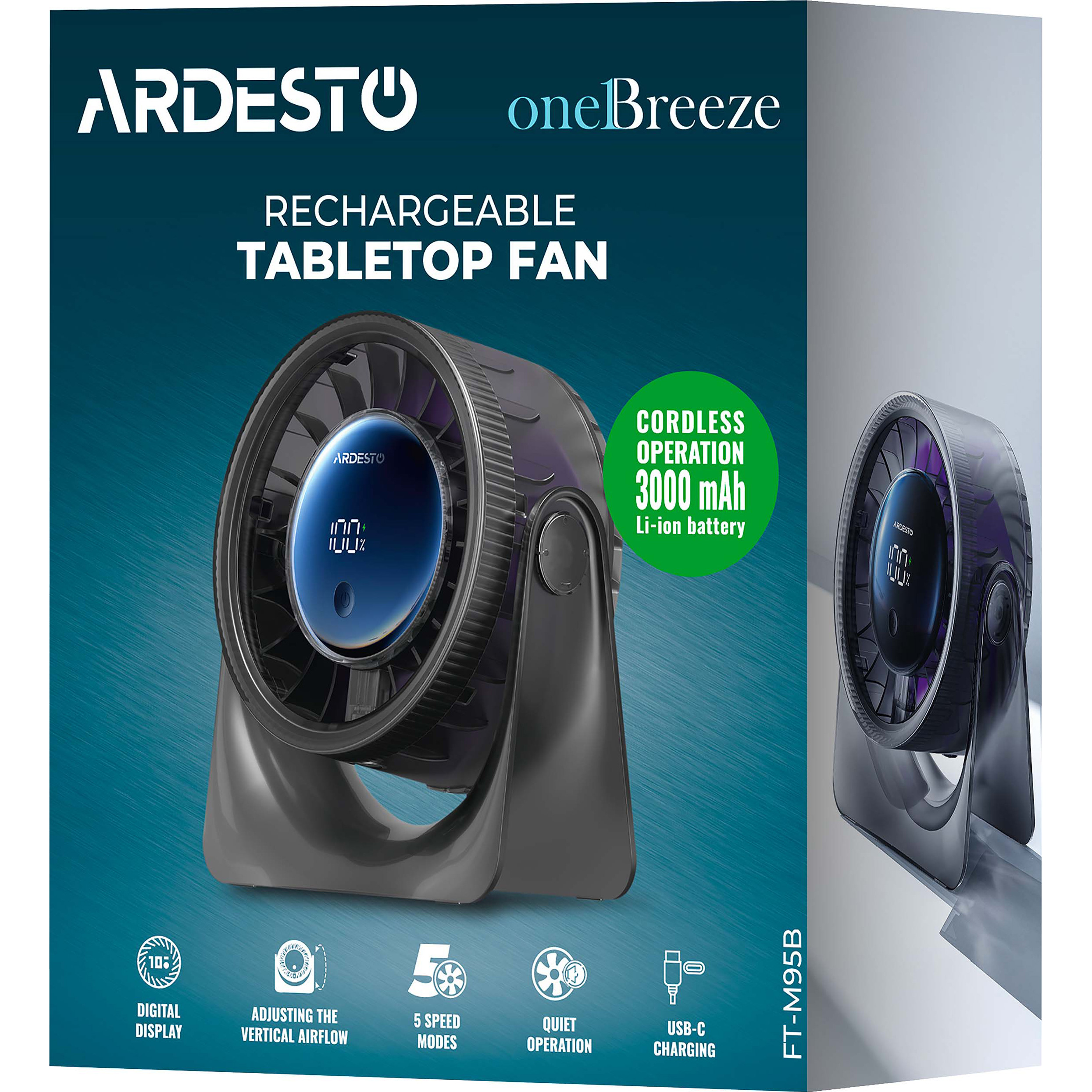 Настольный портативный вентилятор ARDESTO OneBreeze FT-M95B