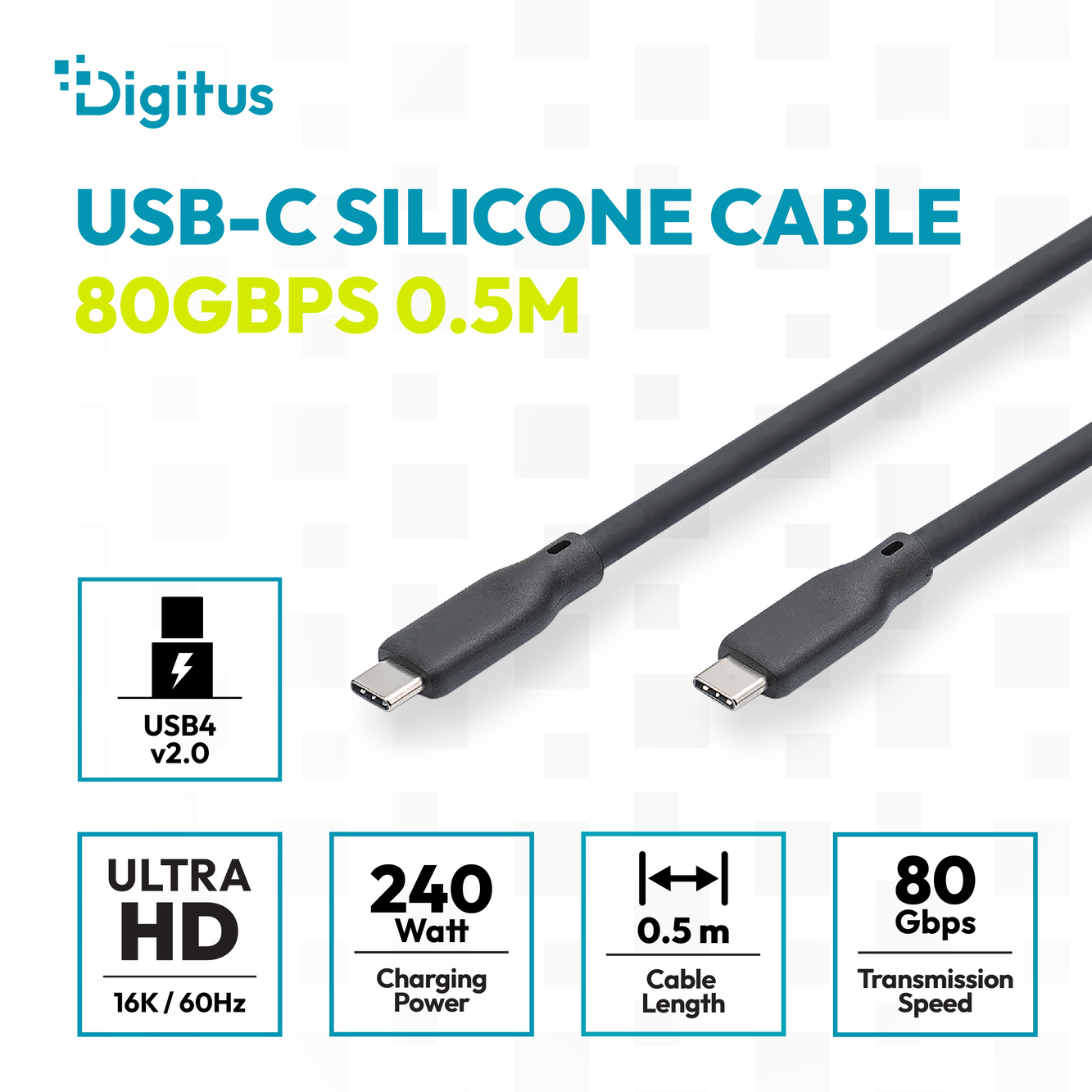Кабель DIGITUS USB4 2.0 CM/CM 0.5м Black (AK-300350-005-S)
