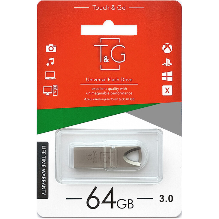 Флэшка 64GB T&G 117 Metal Series USB 3.0 Silver (TG117SL-64G3)