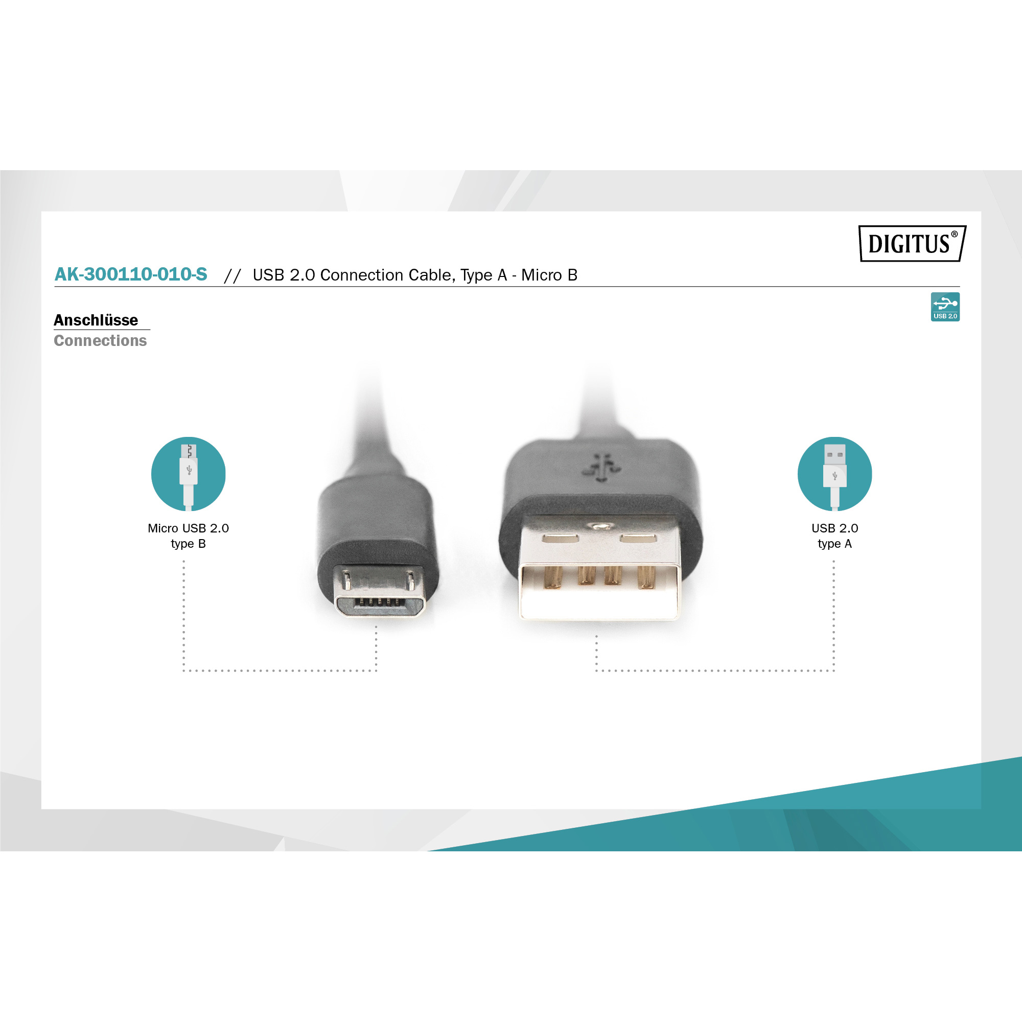 Кабель DIGITUS USB2.0 AM/Micro-BM 1м (AK-300110-010-S)