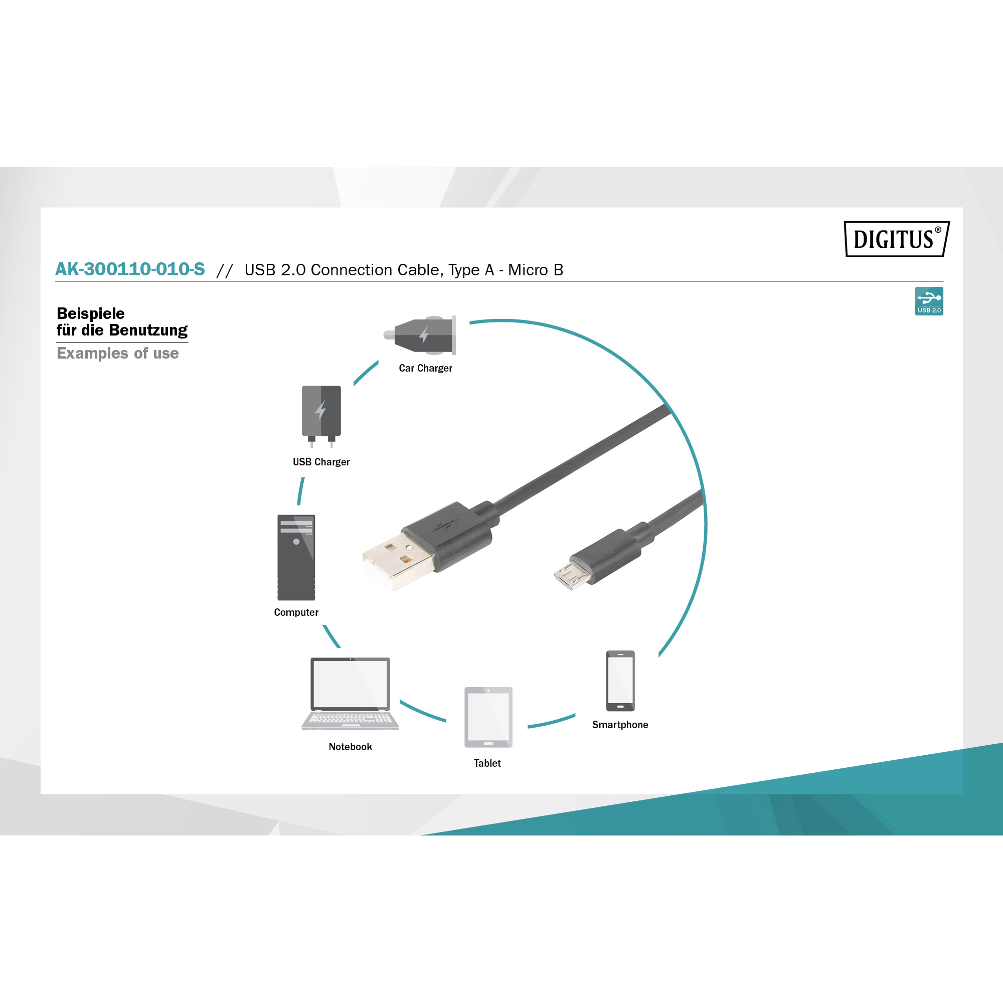 Кабель DIGITUS USB2.0 AM/Micro-BM 1м (AK-300110-010-S)