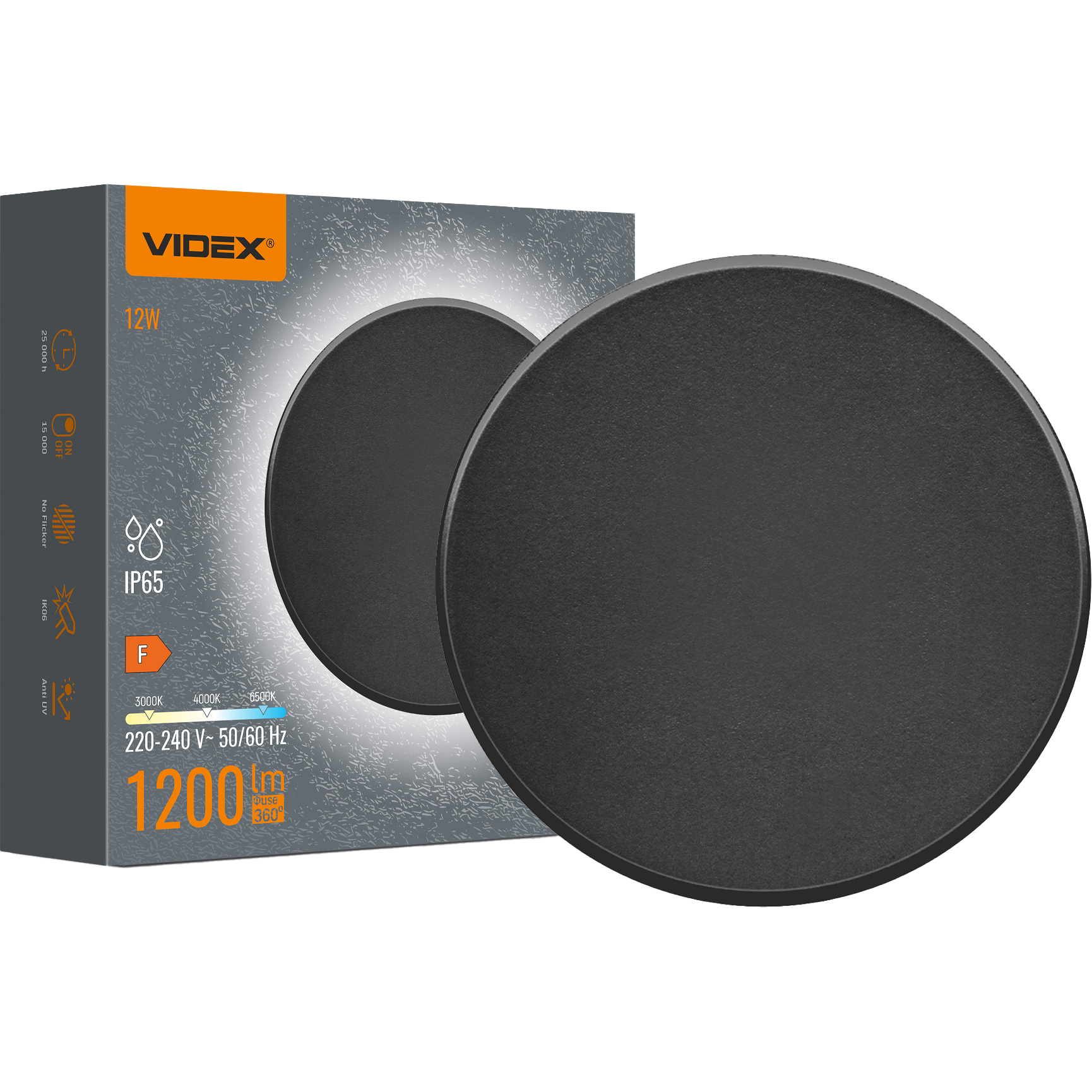 Светильник VIDEX VL-WL03-12CW Black 12W 3000-6500K (VL-WL03-12CB)