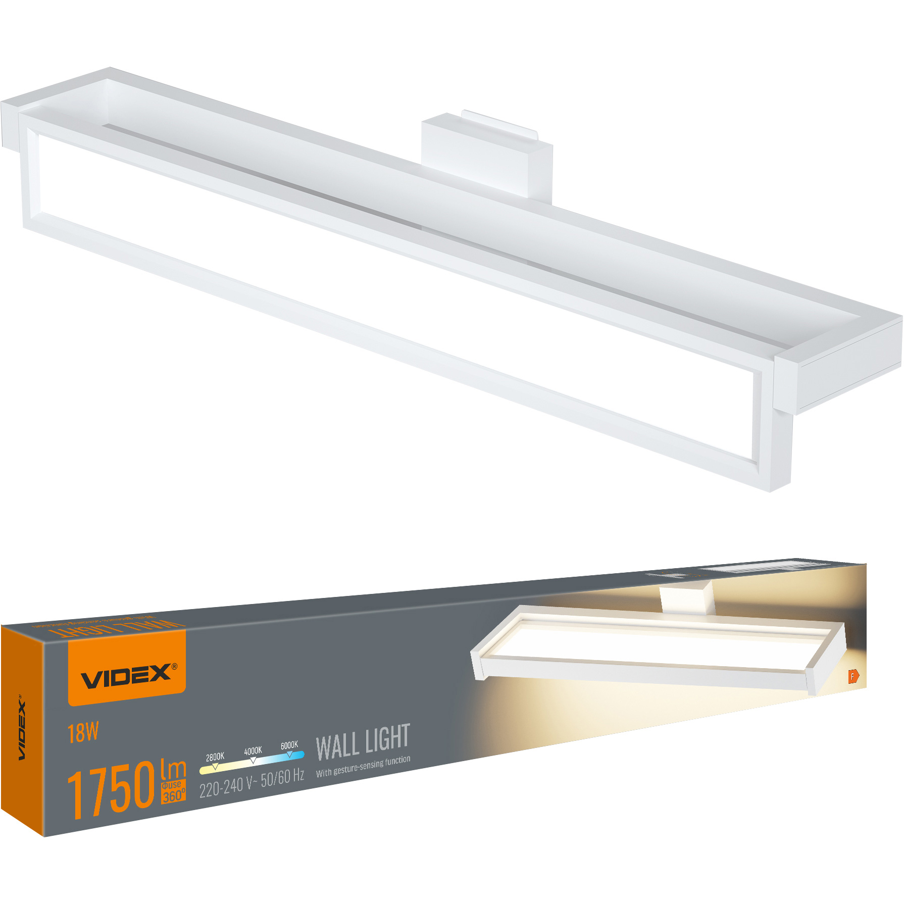 Світильник із датчиком руху VIDEX Wall VL-WL02-18CSW White 18W 2800-6000K