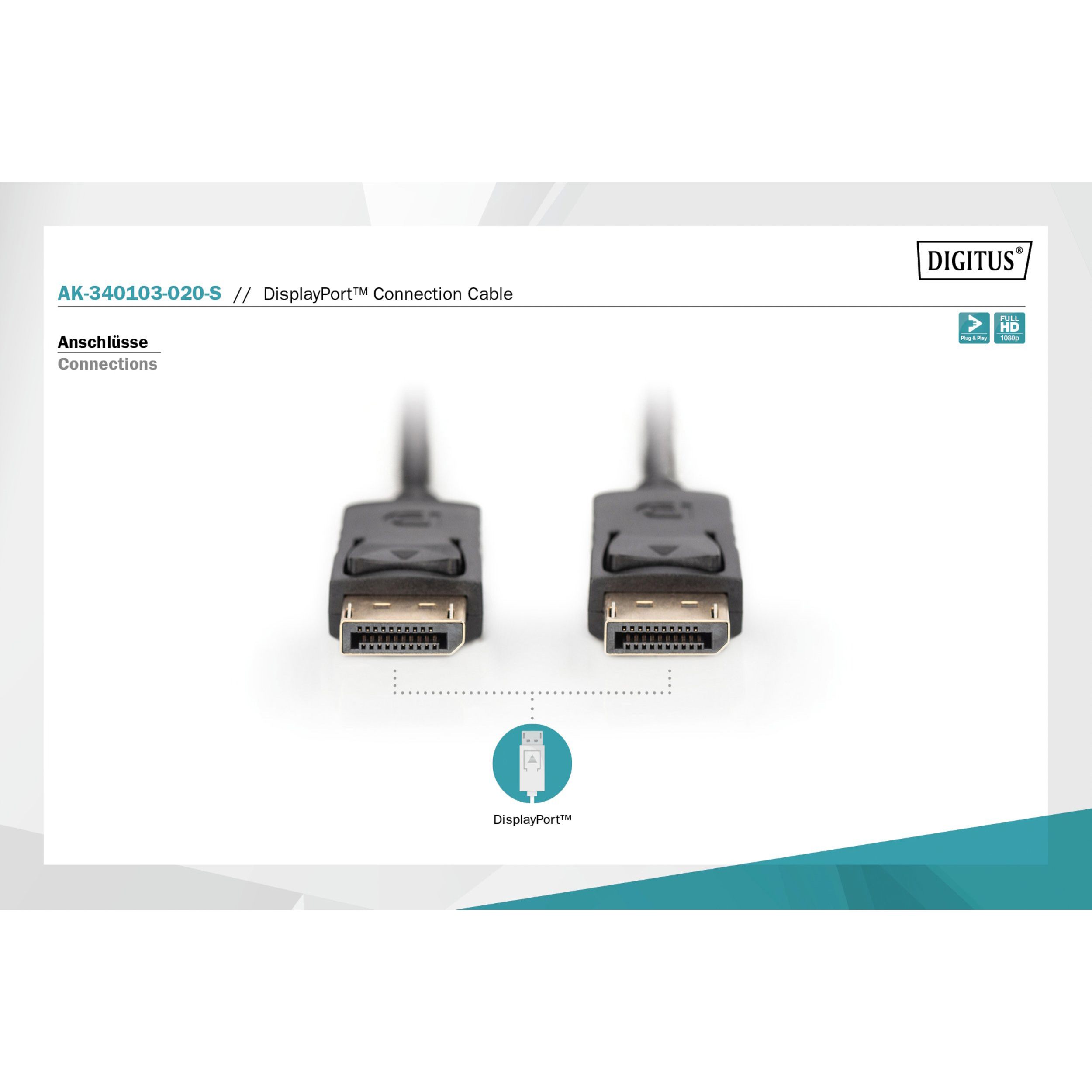 Кабель DIGITUS DisplayPort 1м Black (AK-340103-010-S)
