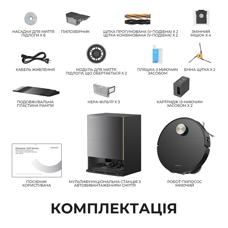 Робот-пилосос DREAME X60 Ultra Complete Black (RLX87DE-BL)