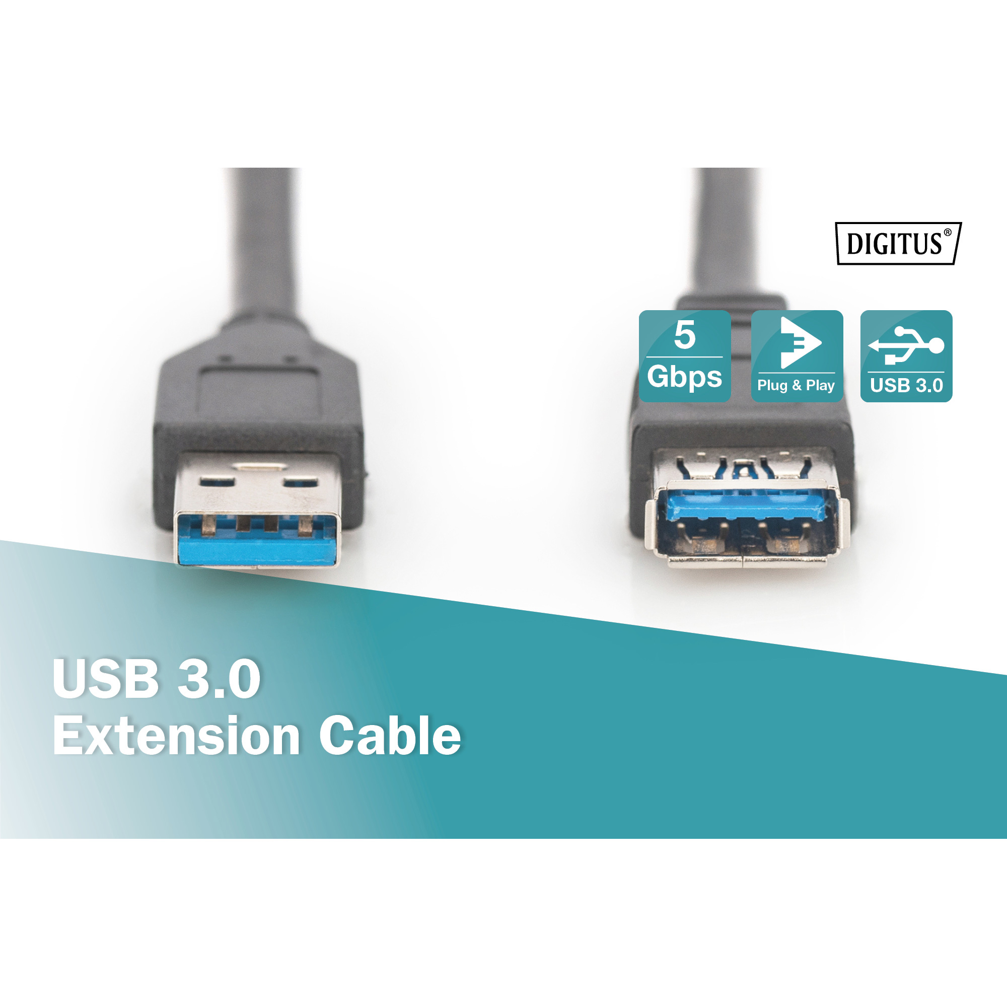 Кабель-подовжувач DIGITUS USB3.0 AM/AF 1.8м Black (AK-300203-018-S)