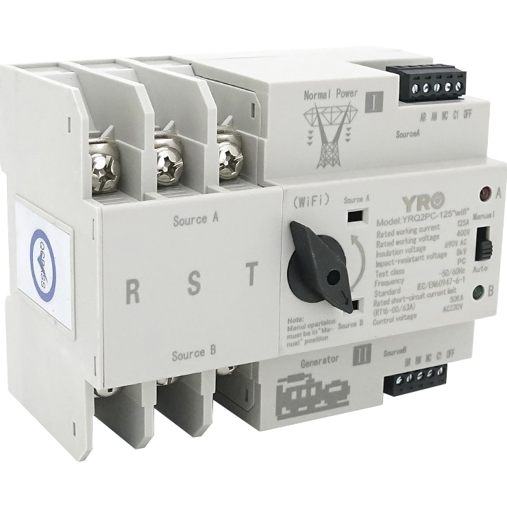 Автомат ввода резерва (АВР) YRO YRQ2PC-125 Wi-Fi 3p, 125А, 50кА