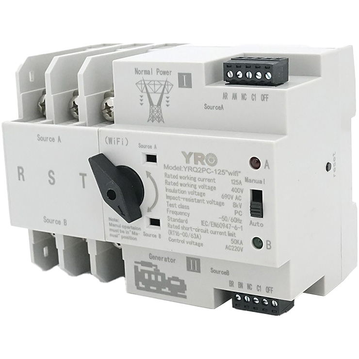 Автомат ввода резерва (АВР) YRO YRQ2PC-125 Wi-Fi 3p, 125А, 50кА