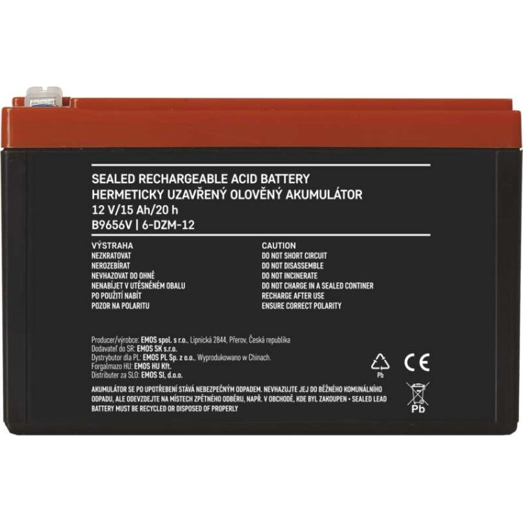 Аккумуляторная батарея EMOS B9656V (12В, 15Ач)