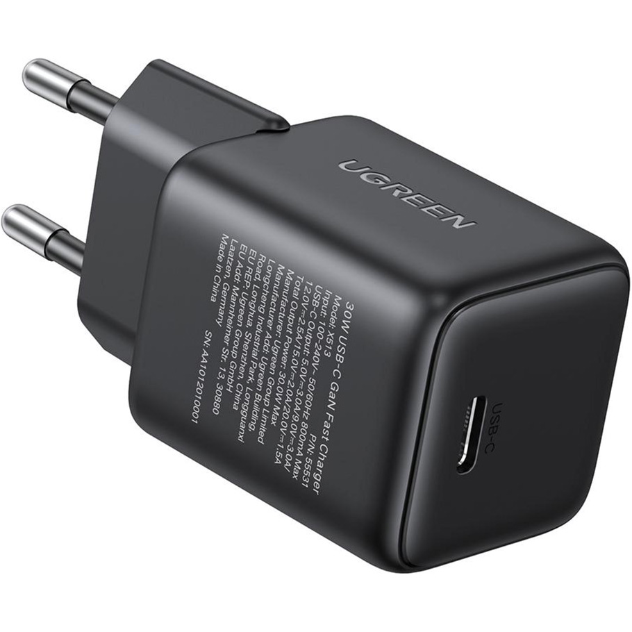 Зарядний пристрій UGREEN X513 30W USB-C QC4.0 PD3.0 GaN Fast Charger Black (65007)