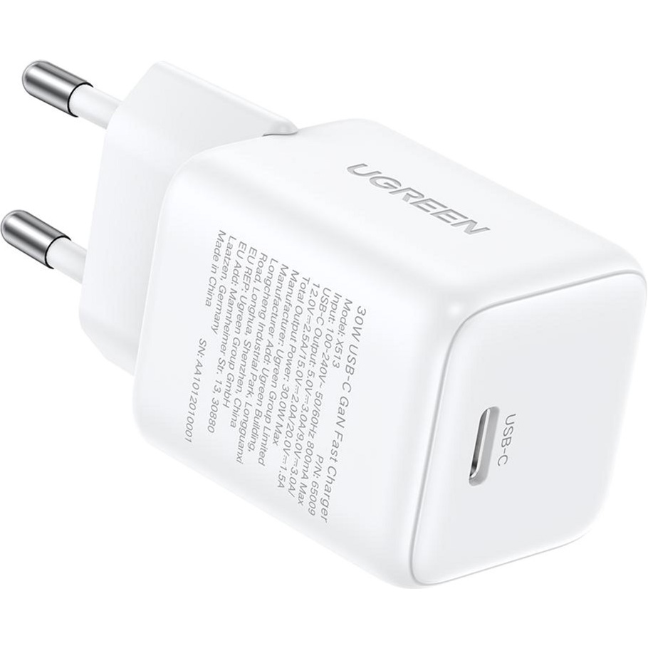 Зарядний пристрій UGREEN X513 30W USB-C QC4.0 PD3.0 GaN Fast Charger White (65009)