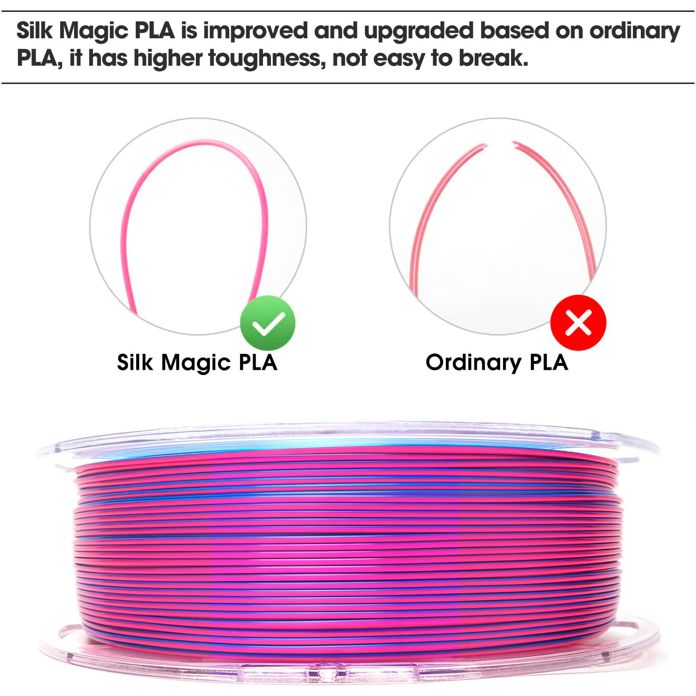 Пластик (філамент) для 3D принтера ESUN ePLA-Silk Magic 1.75mm, 1кг, Black/Purple (EPLA-SILKMAGIC-P175BP1)