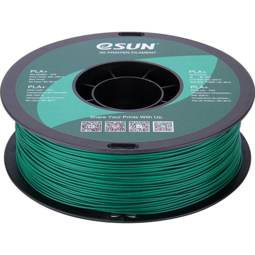 Пластик (філамент) для 3D принтера ESUN PLA+ 1.75mm, 1кг, Green (PLA+P175G1)