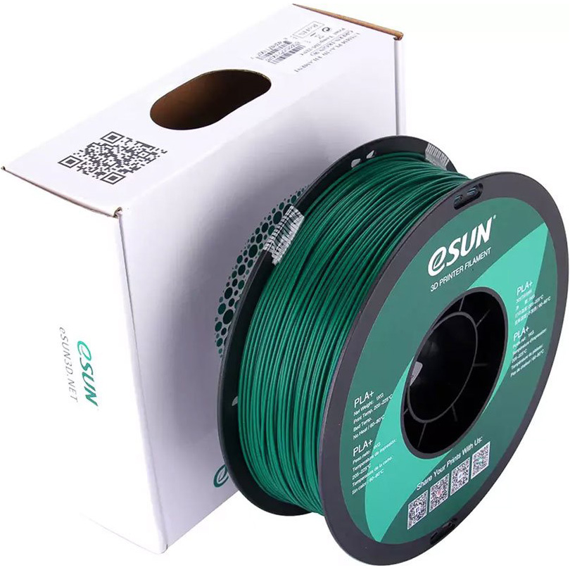 Пластик (філамент) для 3D принтера ESUN PLA+ 1.75mm, 1кг, Green (PLA+P175G1)