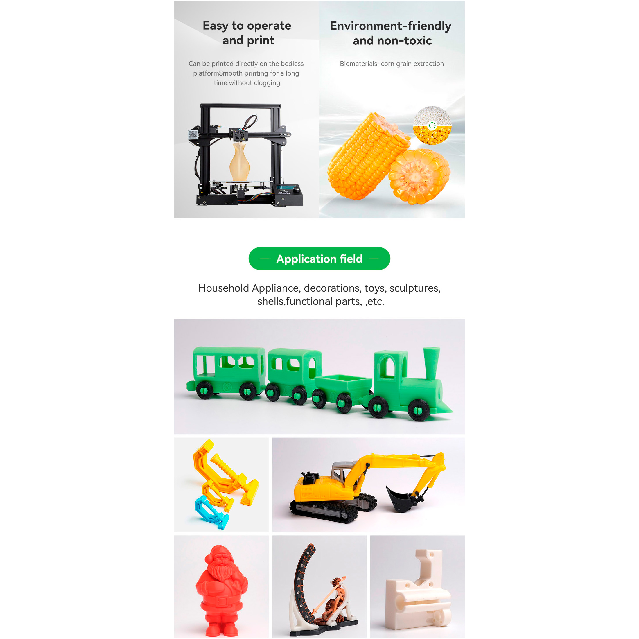 Пластик (філамент) для 3D принтера ESUN PLA+ 1.75mm, 1кг, Green (PLA+P175G1)
