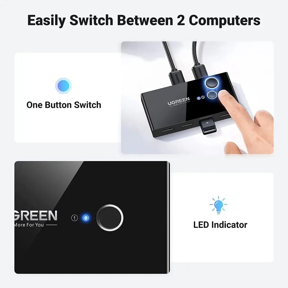 USB свитч UGREEN US216 2-in-4 USB 3.0 Sharing Switch Box (30768)