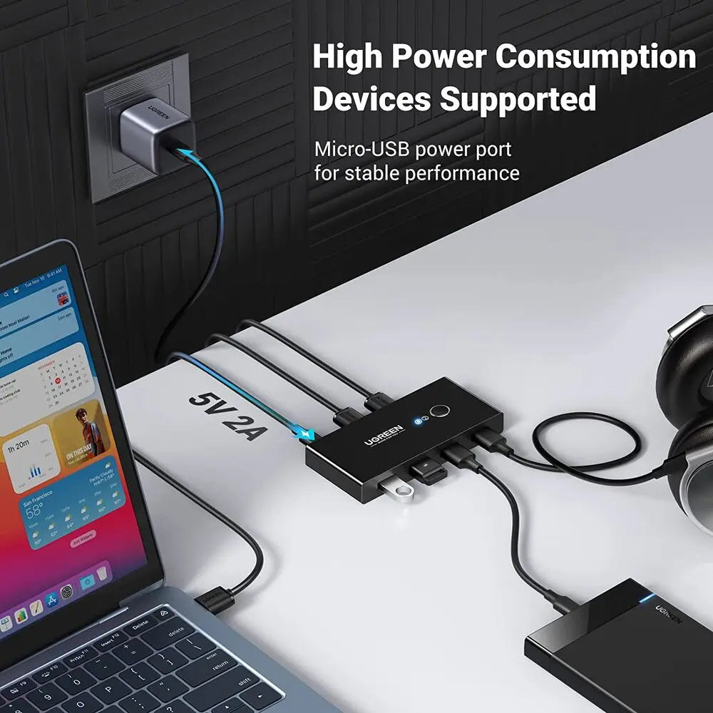 USB свитч UGREEN US216 2-in-4 USB 3.0 Sharing Switch Box (30768)