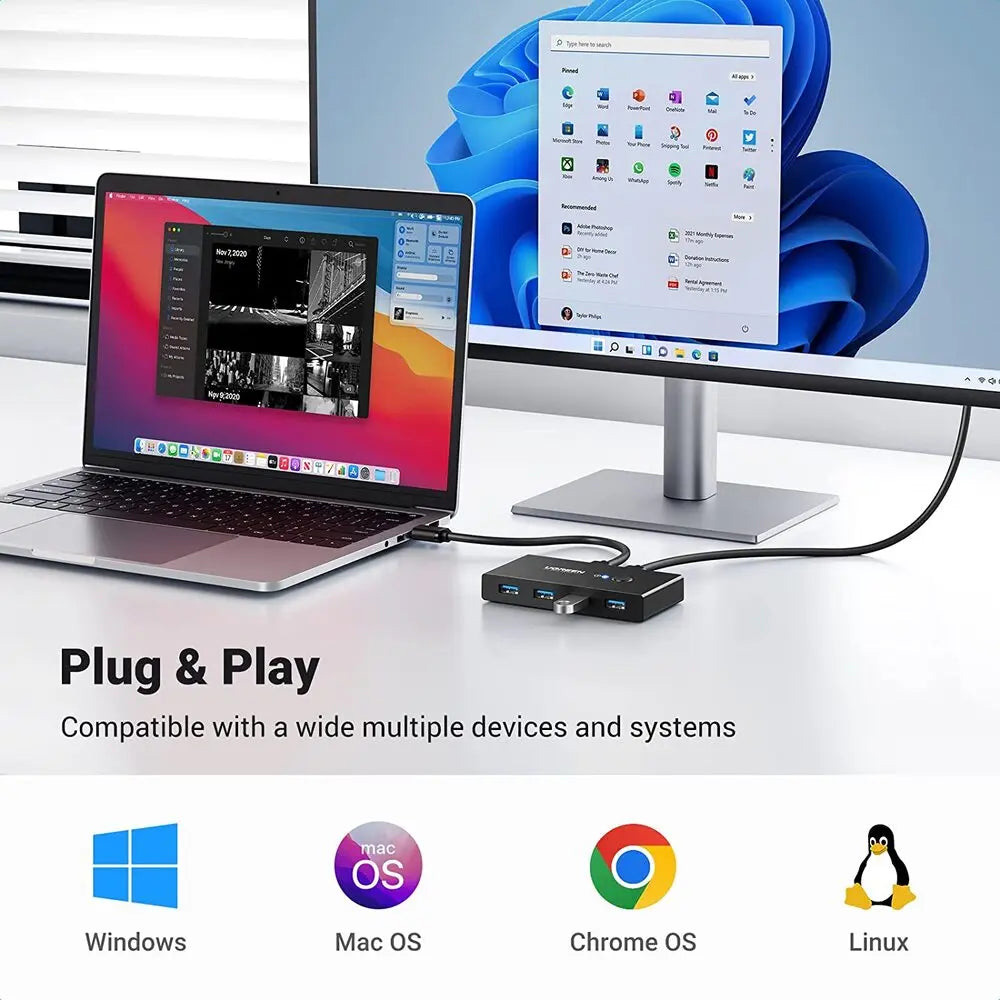 USB свитч UGREEN US216 2-in-4 USB 3.0 Sharing Switch Box (30768)