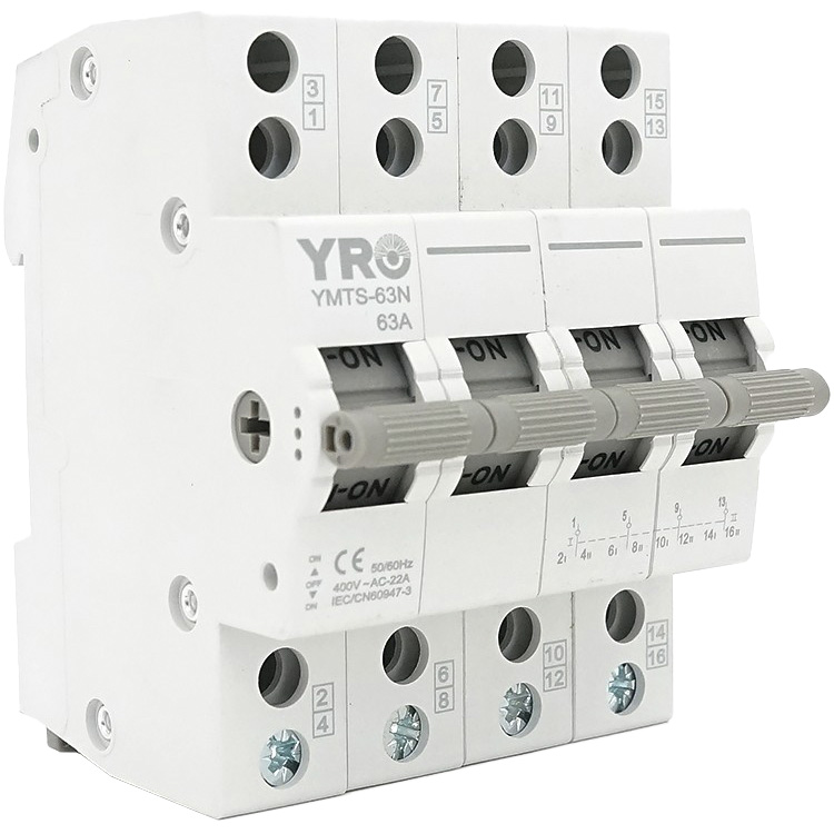 Переключатель ввода резерва I-0-II YRO YMTS-63N 4p, 63А