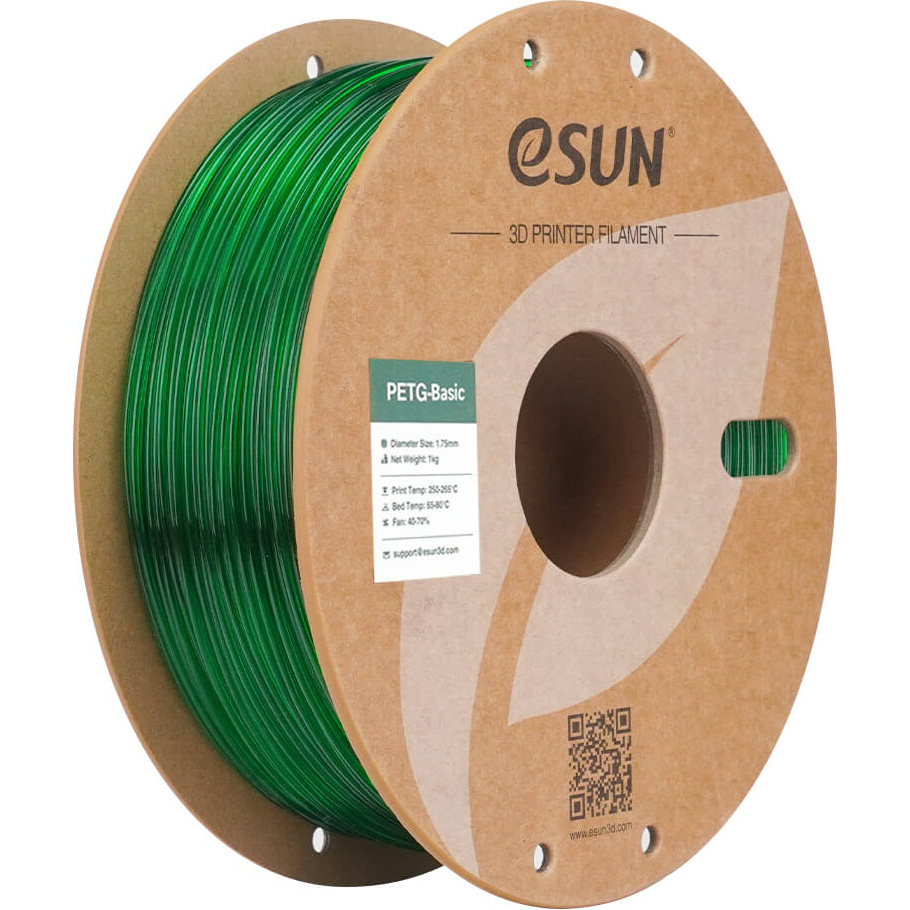 Пластик (филамент) для 3D принтера ESUN PETG-Basic 1.75mm, 1кг, Translucent Green (PETG-BASIC175T-G1P1)