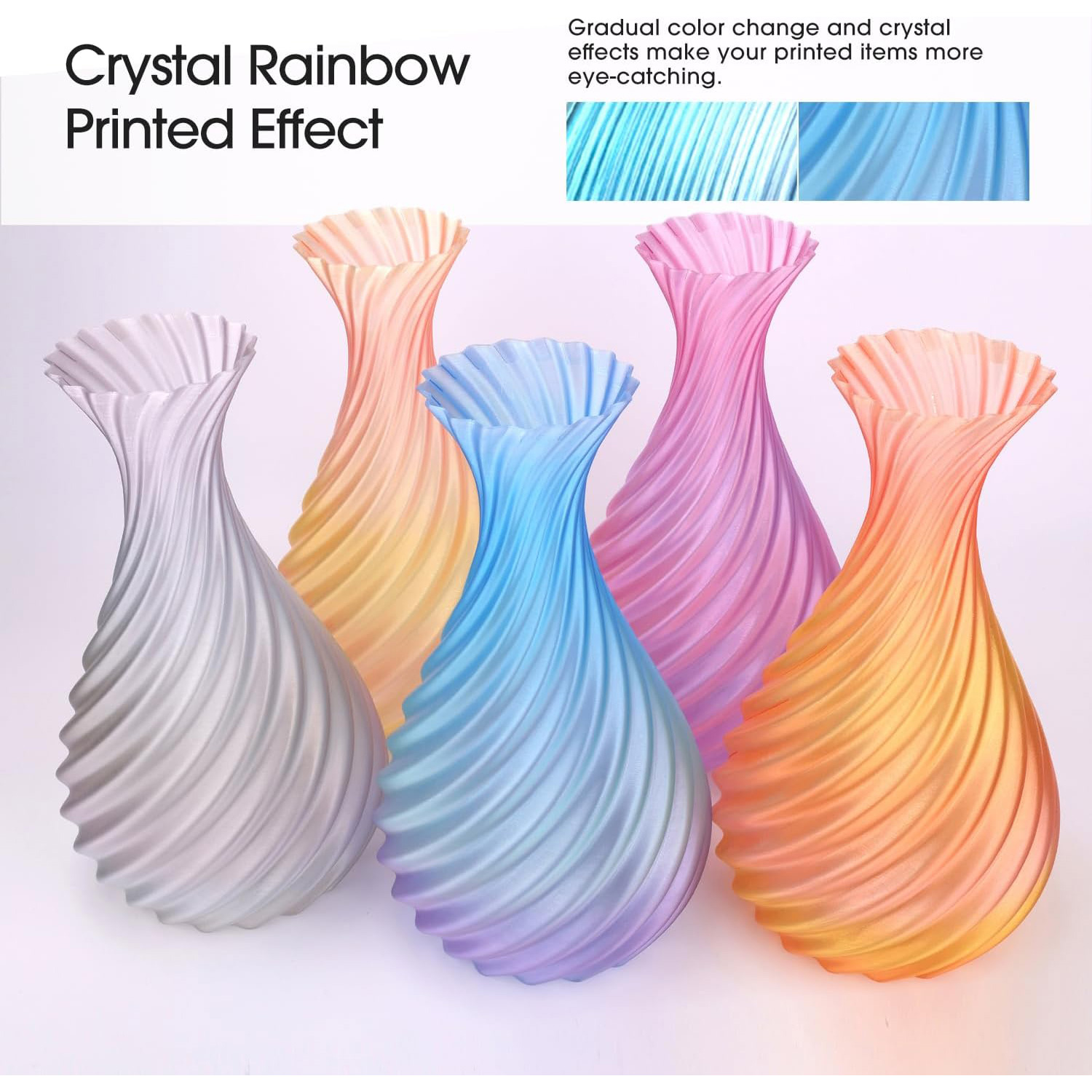 Пластик (філамент) для 3D принтера ESUN PLA-Clear Rainbow 1.75mm, 1кг, Flame Crystal (PLA-CLRB175O-CF1P1)