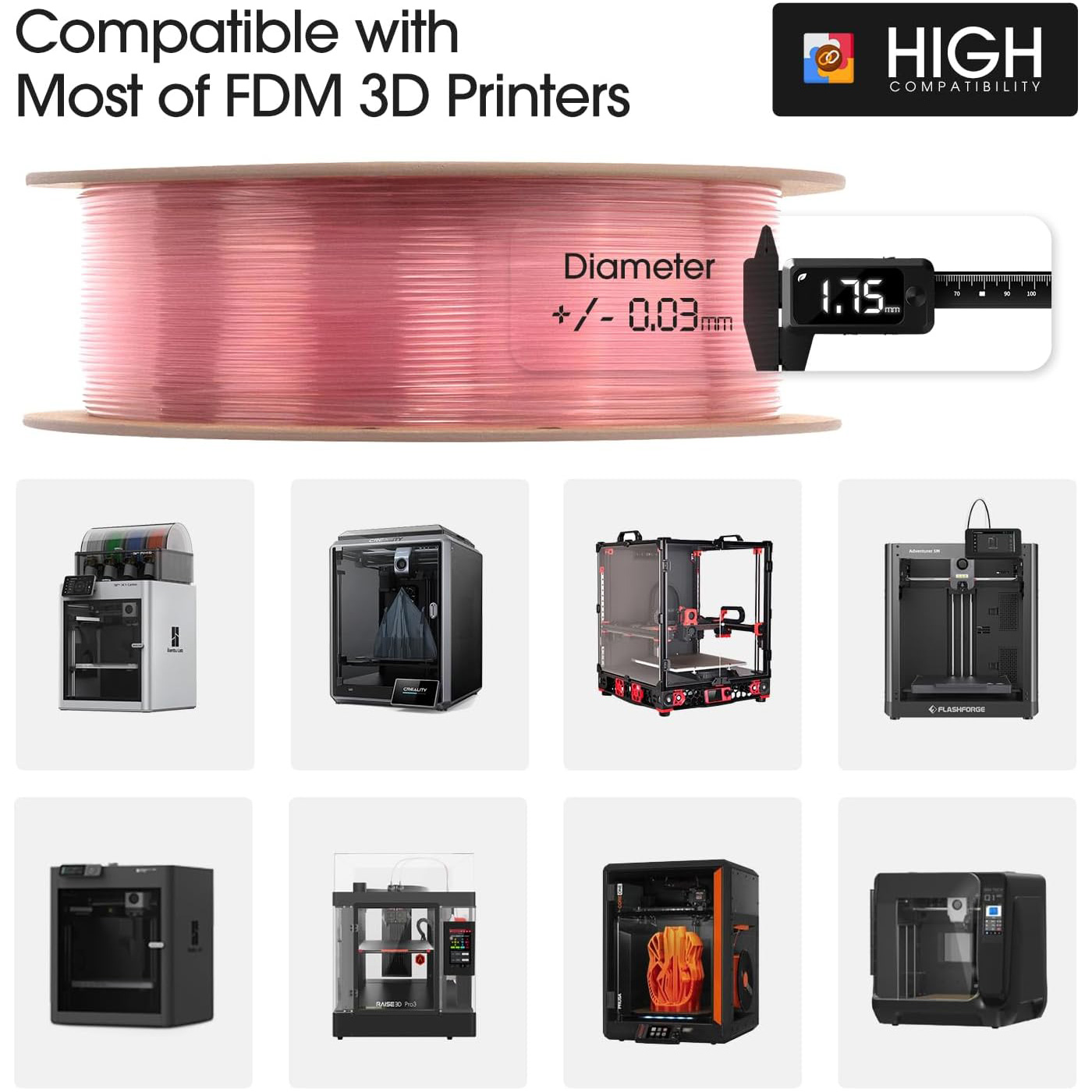 Пластик (філамент) для 3D принтера ESUN PLA-Clear Rainbow 1.75mm, 1кг, Flame Crystal (PLA-CLRB175O-CF1P1)