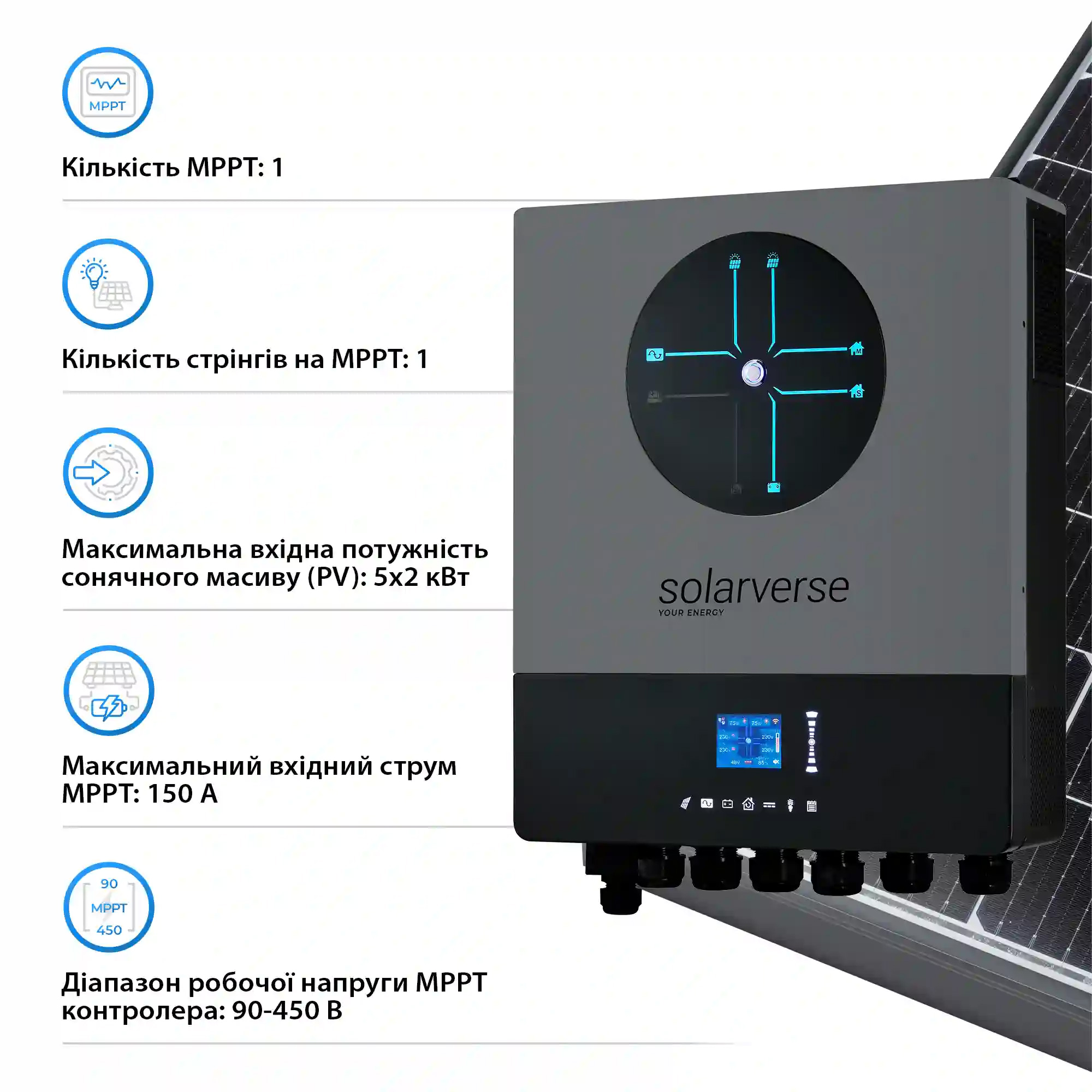 Инвертор автономный солнечный SOLARVERSE Ampere Double (SV8048AD)