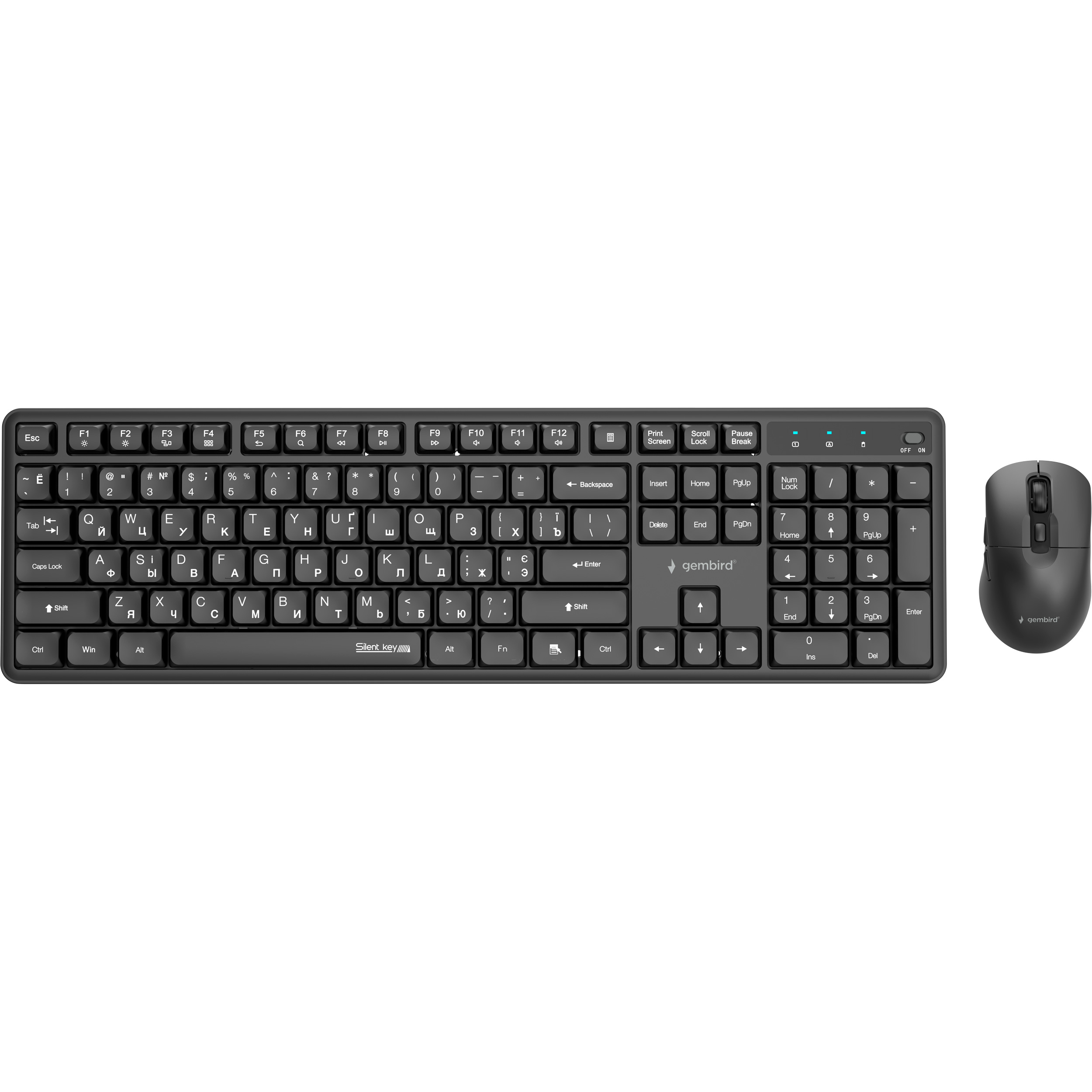 Комплект беспроводной GEMBIRD Silent Key Pro Business KBS-WMS-01-CYRL Black