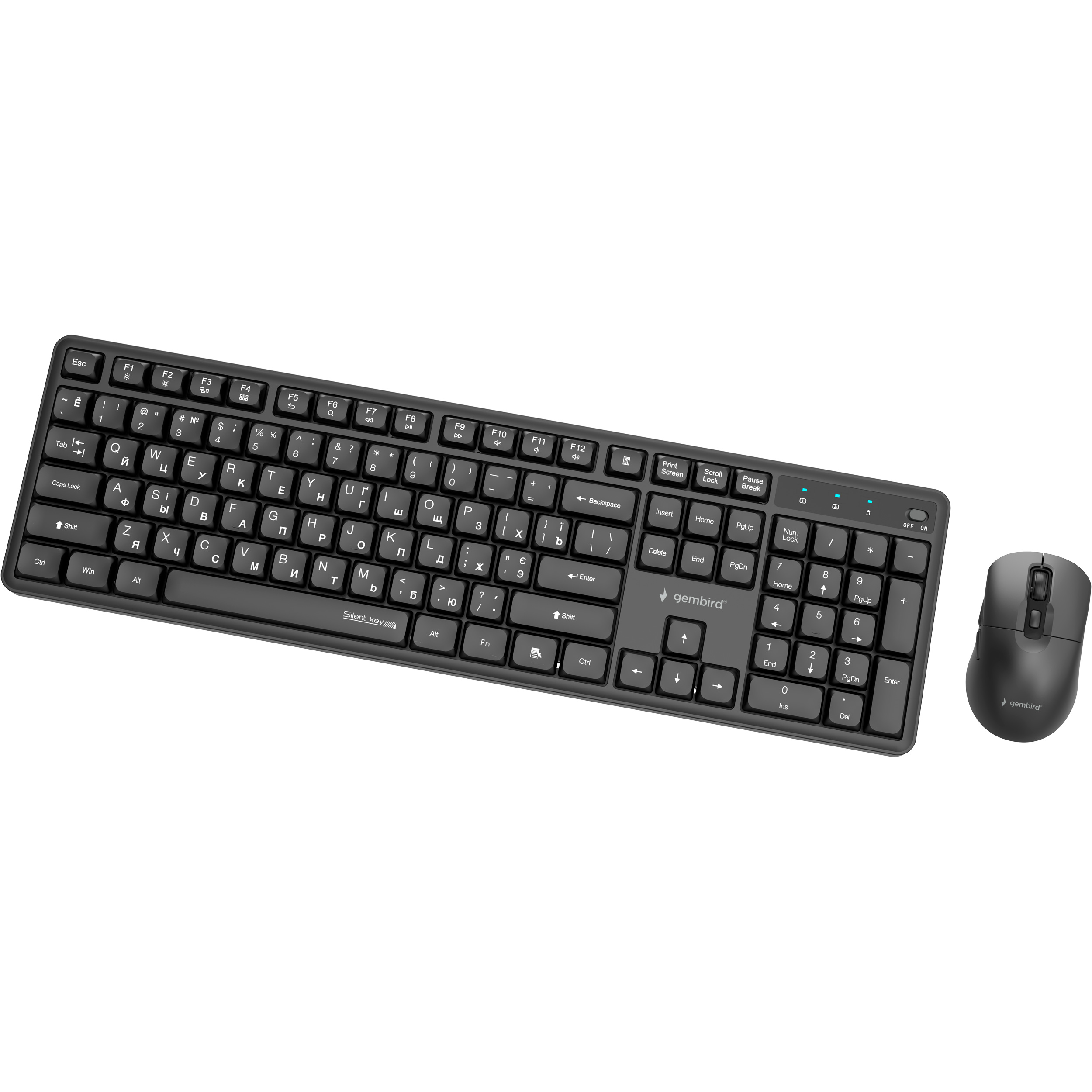 Комплект беспроводной GEMBIRD Silent Key Pro Business KBS-WMS-01-CYRL Black