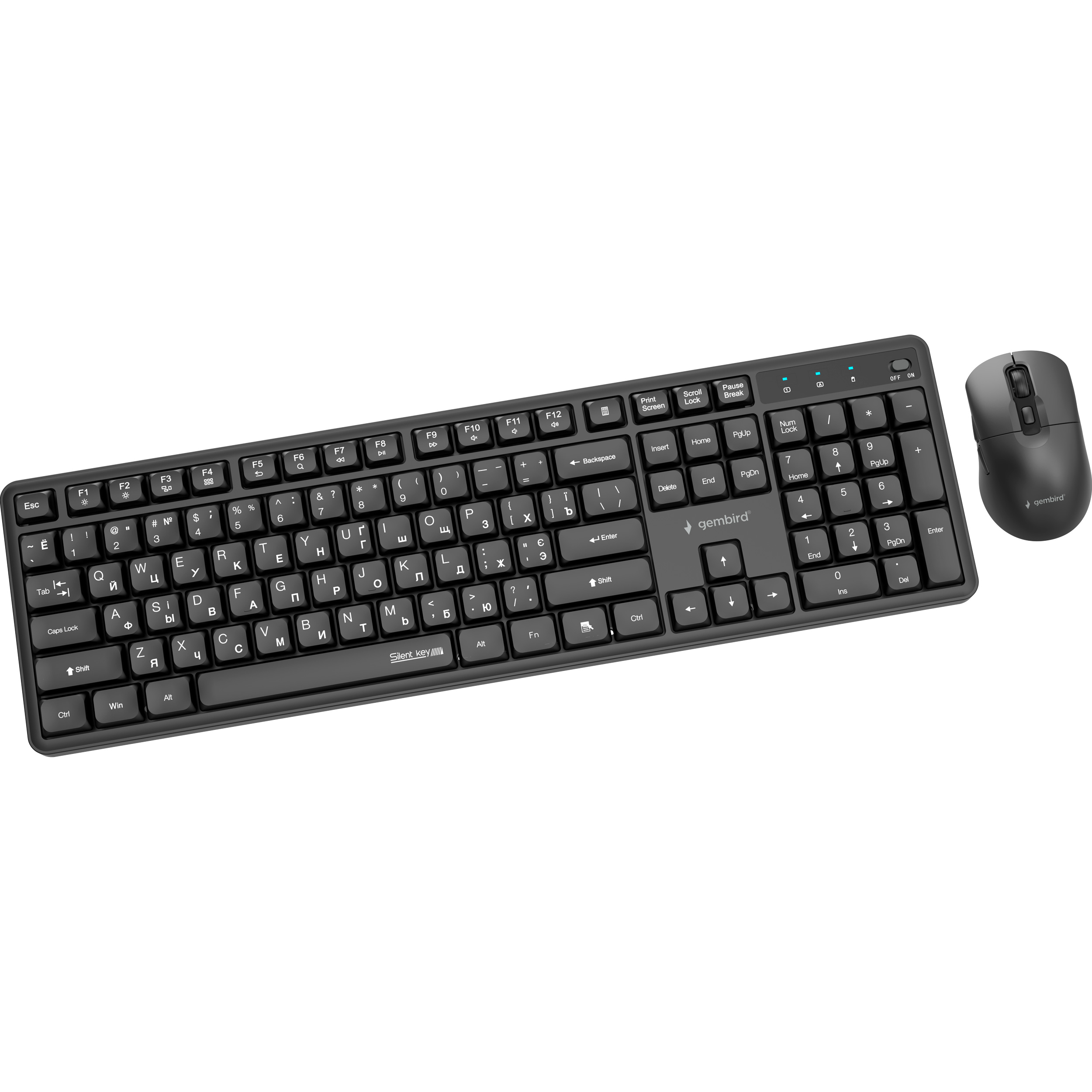 Комплект беспроводной GEMBIRD Silent Key Pro Business KBS-WMS-01-CYRL Black