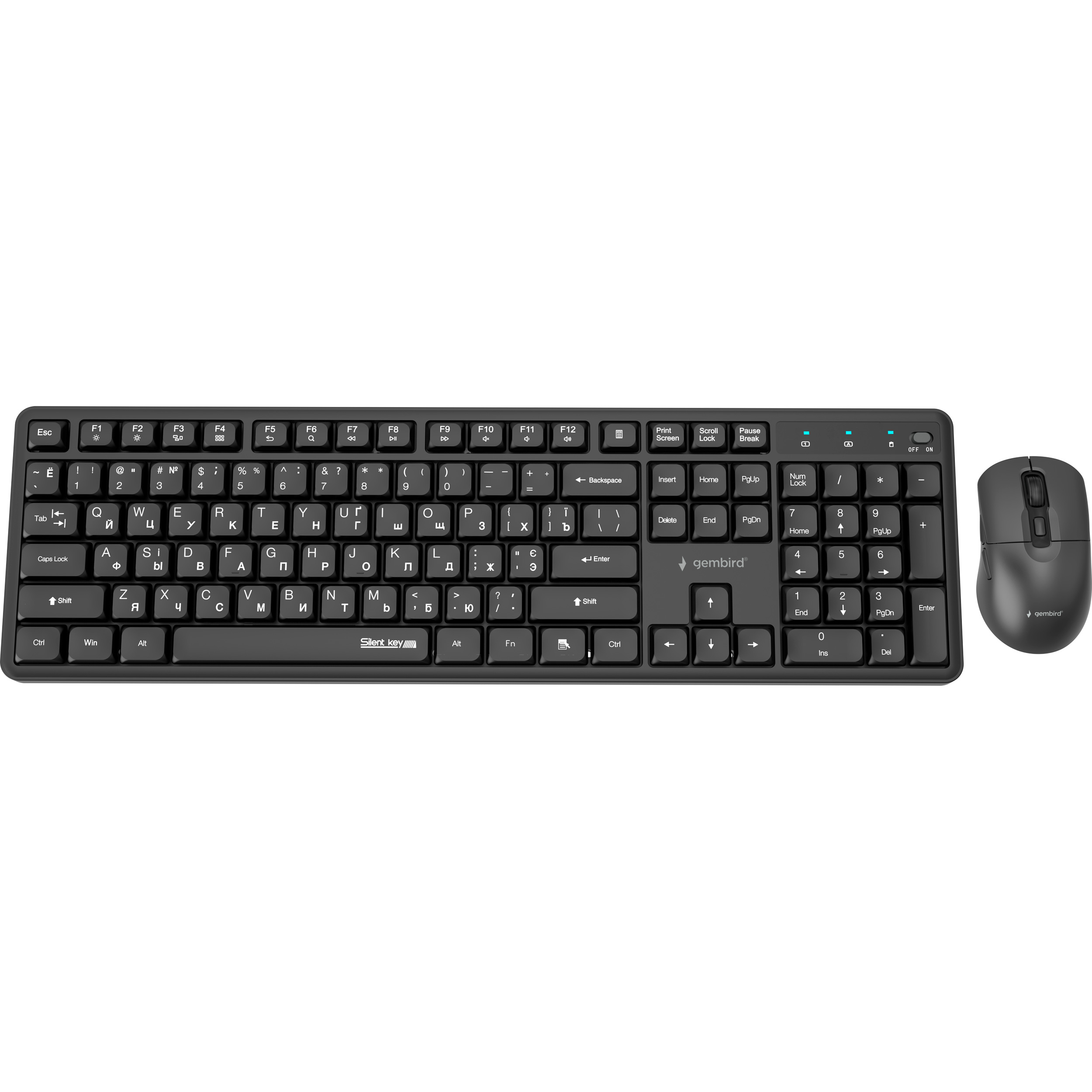 Комплект беспроводной GEMBIRD Silent Key Pro Business KBS-WMS-01-CYRL Black