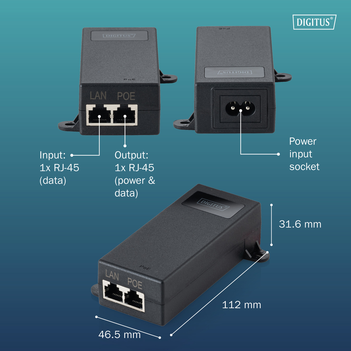 PoE інжектор DIGITUS Gigabit Ethernet PoE++ Injector (DN-95104-1)