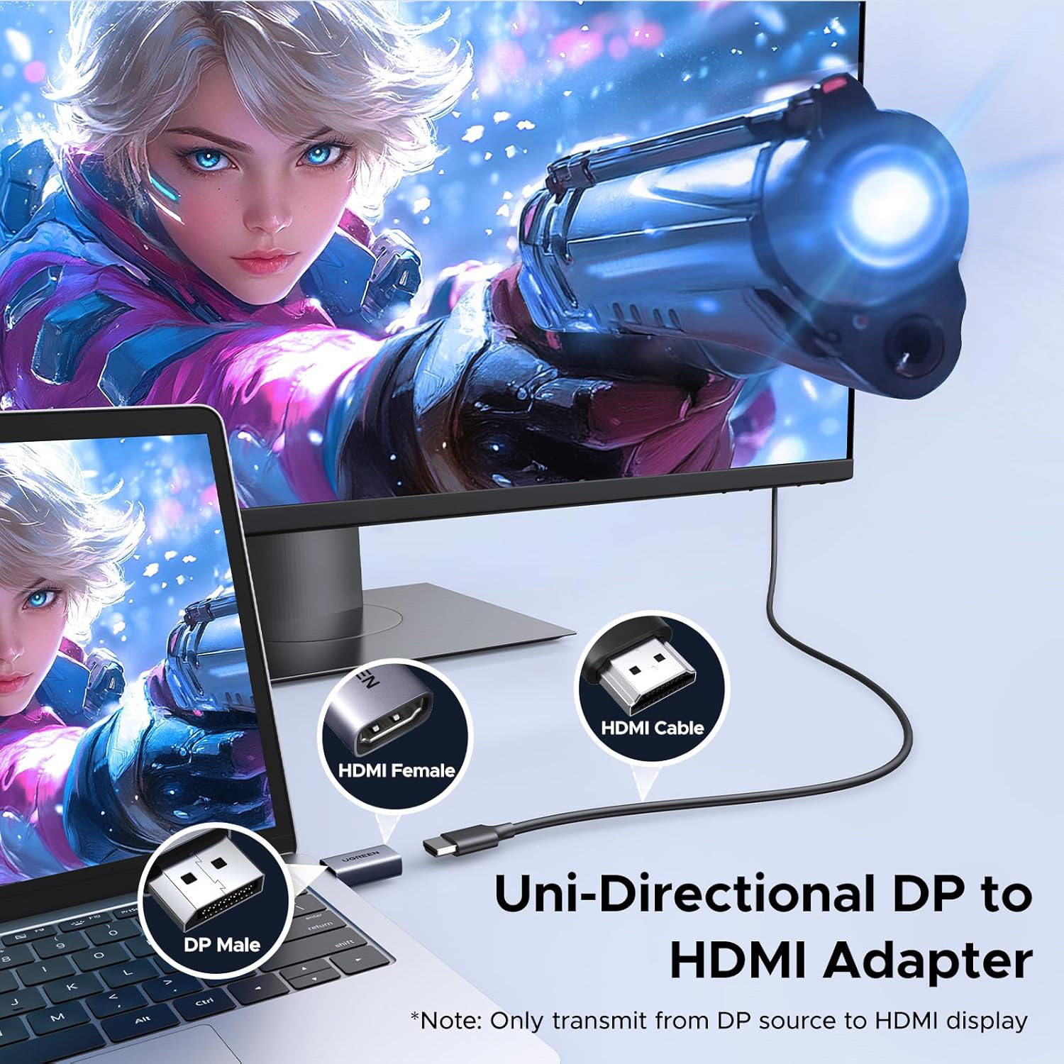 Адаптер UGREEN DP130 DisplayPort - HDMI 4K@30Hz 2-pack Gray (55935)