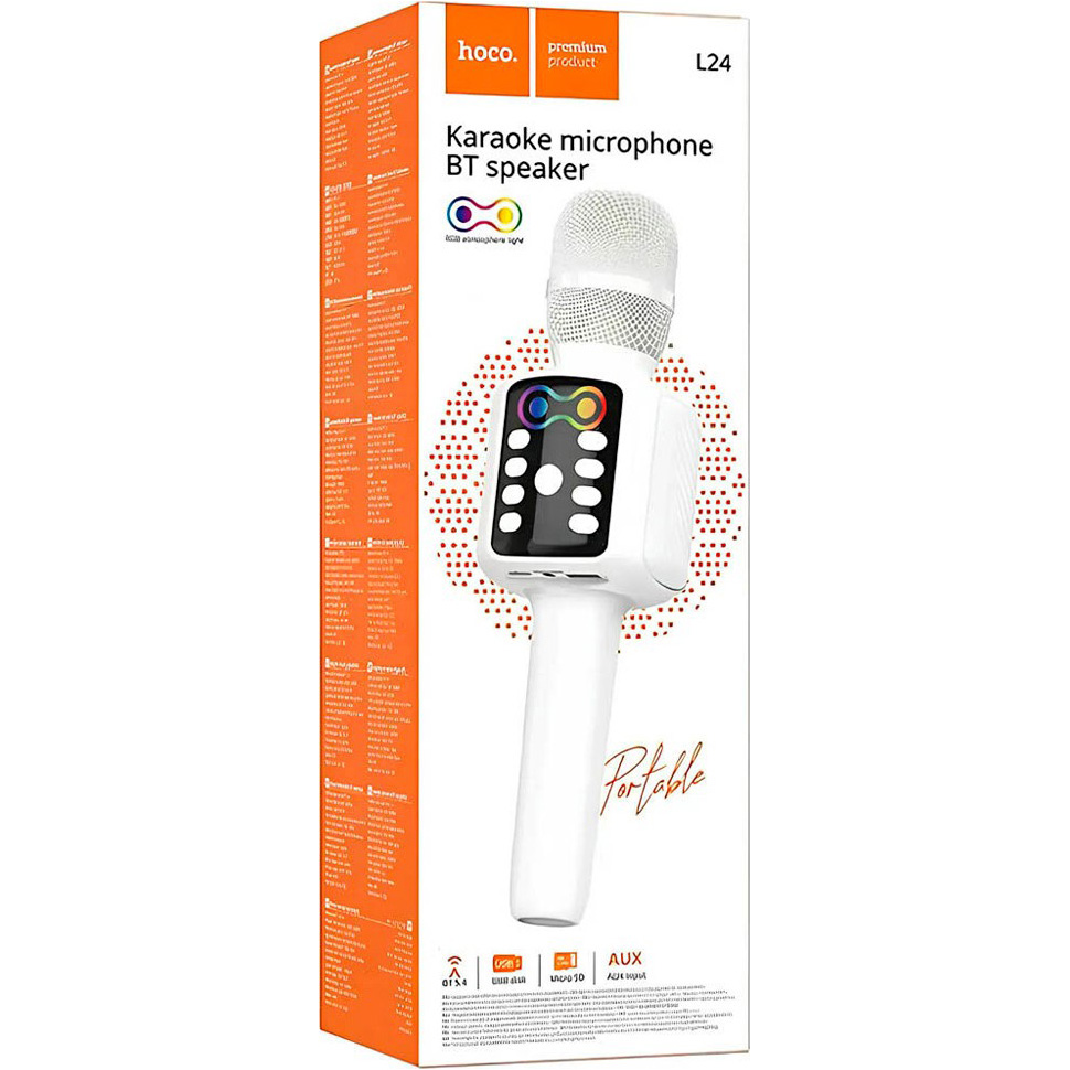 Караоке-микрофон HOCO L24 Shine White